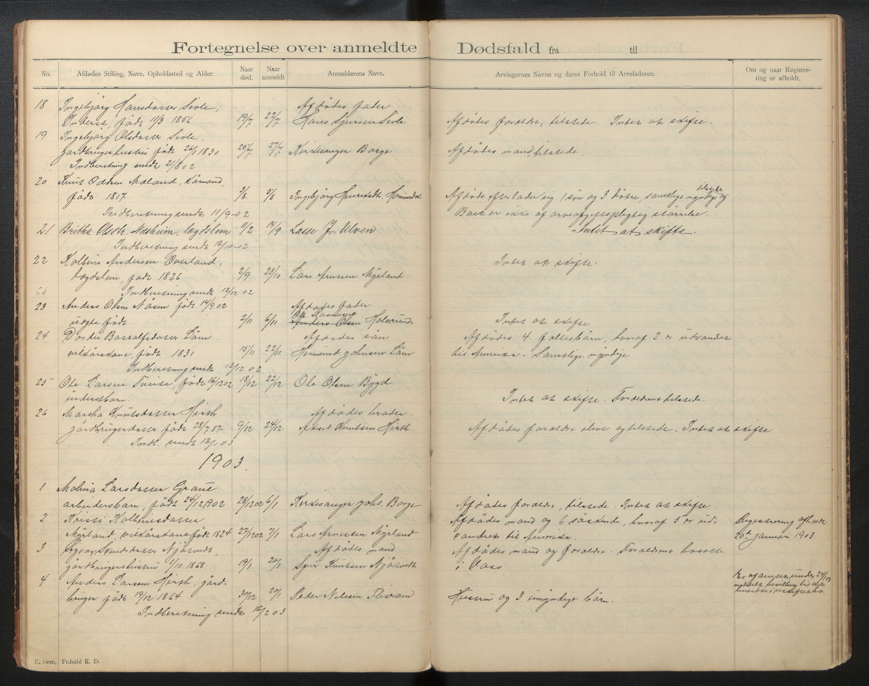 Lensmannen i Vossestrand, SAB/A-35901/0006/L0002: Dødsfallprotokoll, 1893-1917