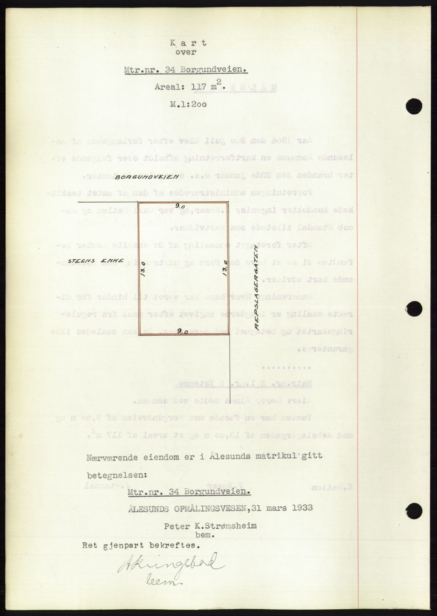 Ålesund byfogd, AV/SAT-A-4384: Pantebok nr. 30, 1932-1933, Tingl.dato: 07.04.1933