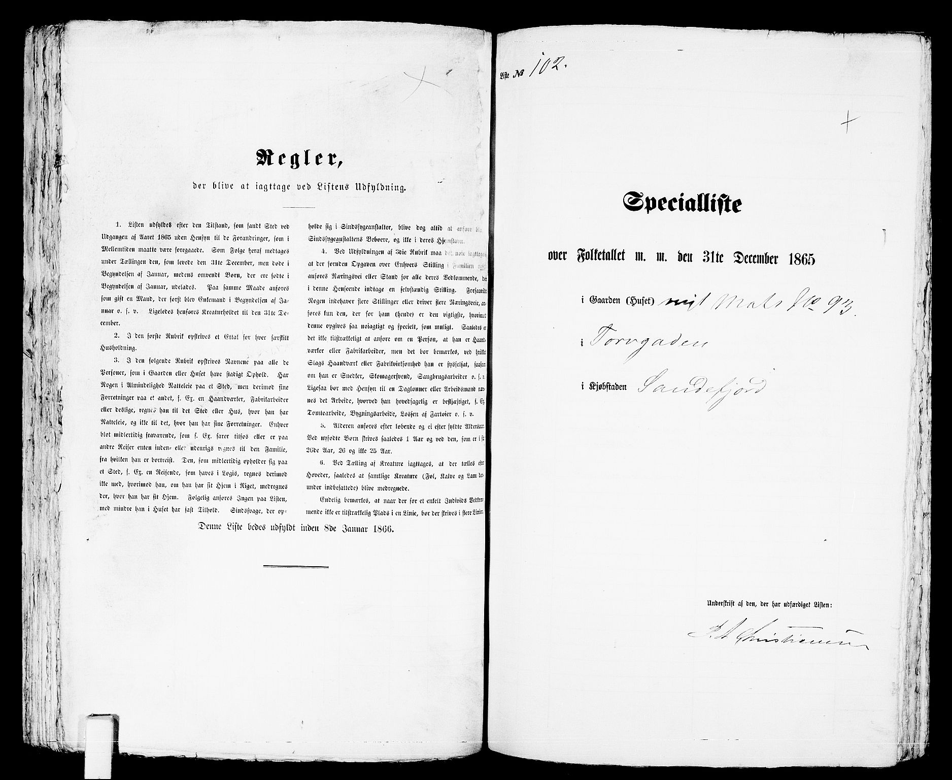 RA, Folketelling 1865 for 0706B Sandeherred prestegjeld, Sandefjord kjøpstad, 1865, s. 211