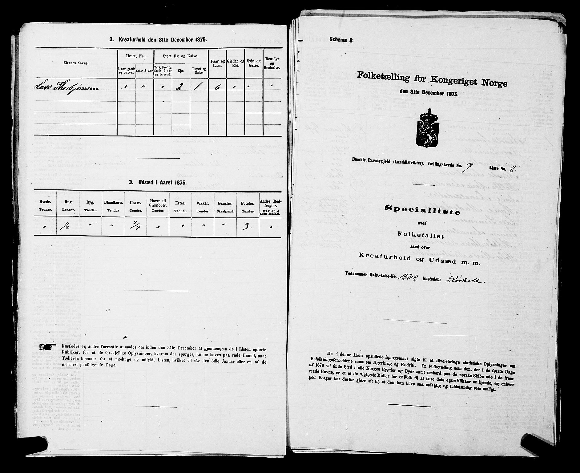 SAKO, Folketelling 1875 for 0814L Bamble prestegjeld, Bamble sokn, 1875, s. 959