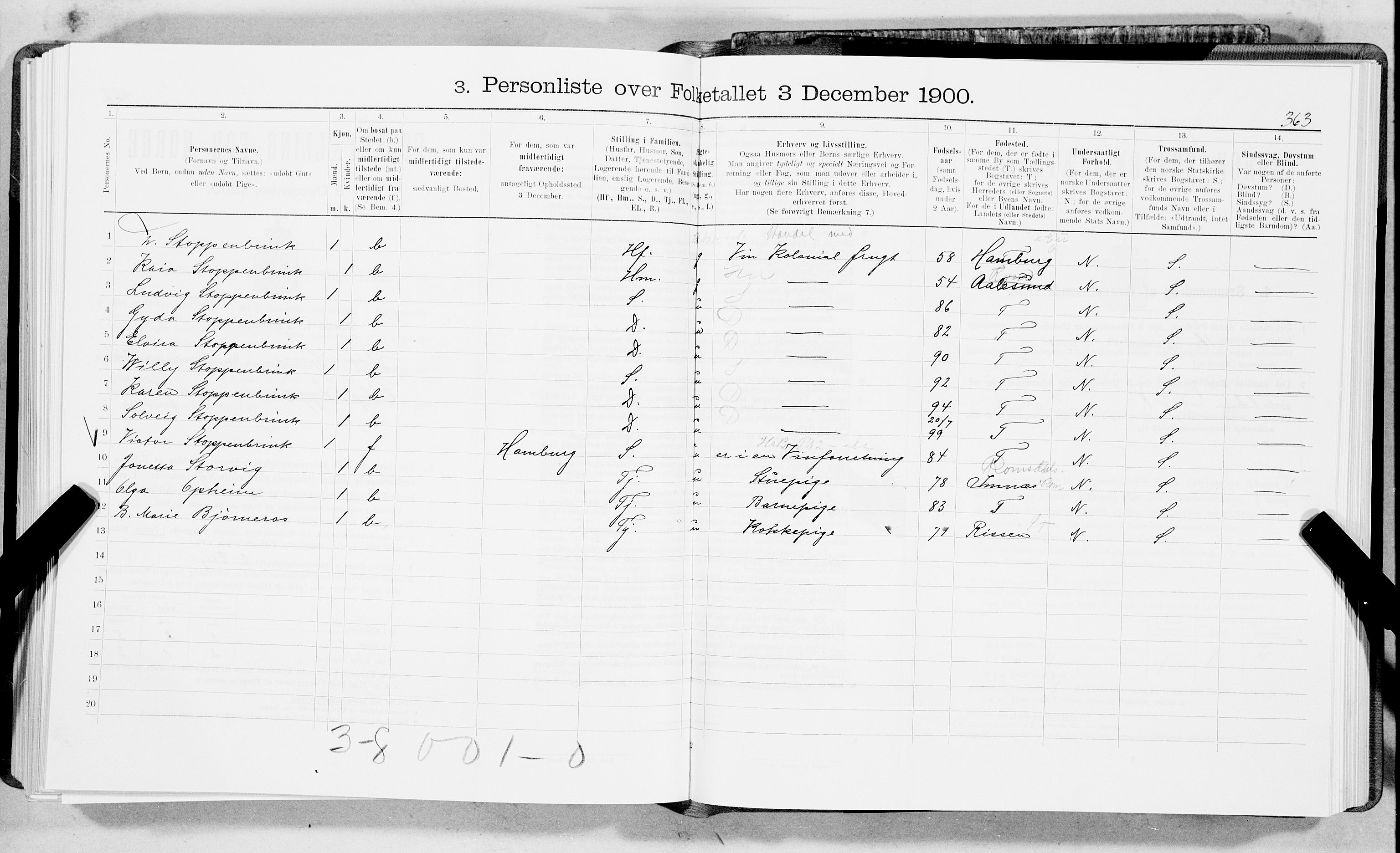 SAT, Folketelling 1900 for 1601 Trondheim kjøpstad, 1900, s. 3850