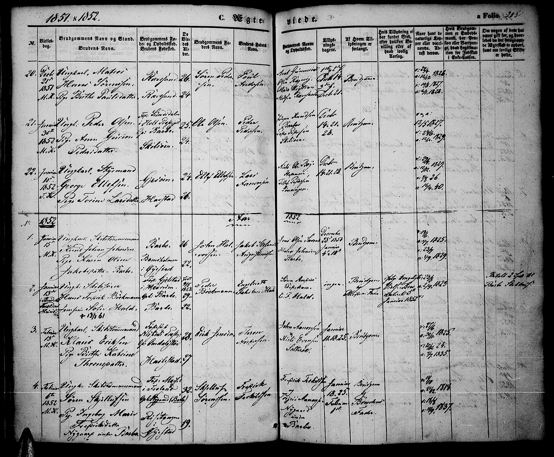Tromøy sokneprestkontor, AV/SAK-1111-0041/F/Fa/L0005: Ministerialbok nr. A 5, 1847-1856, s. 205