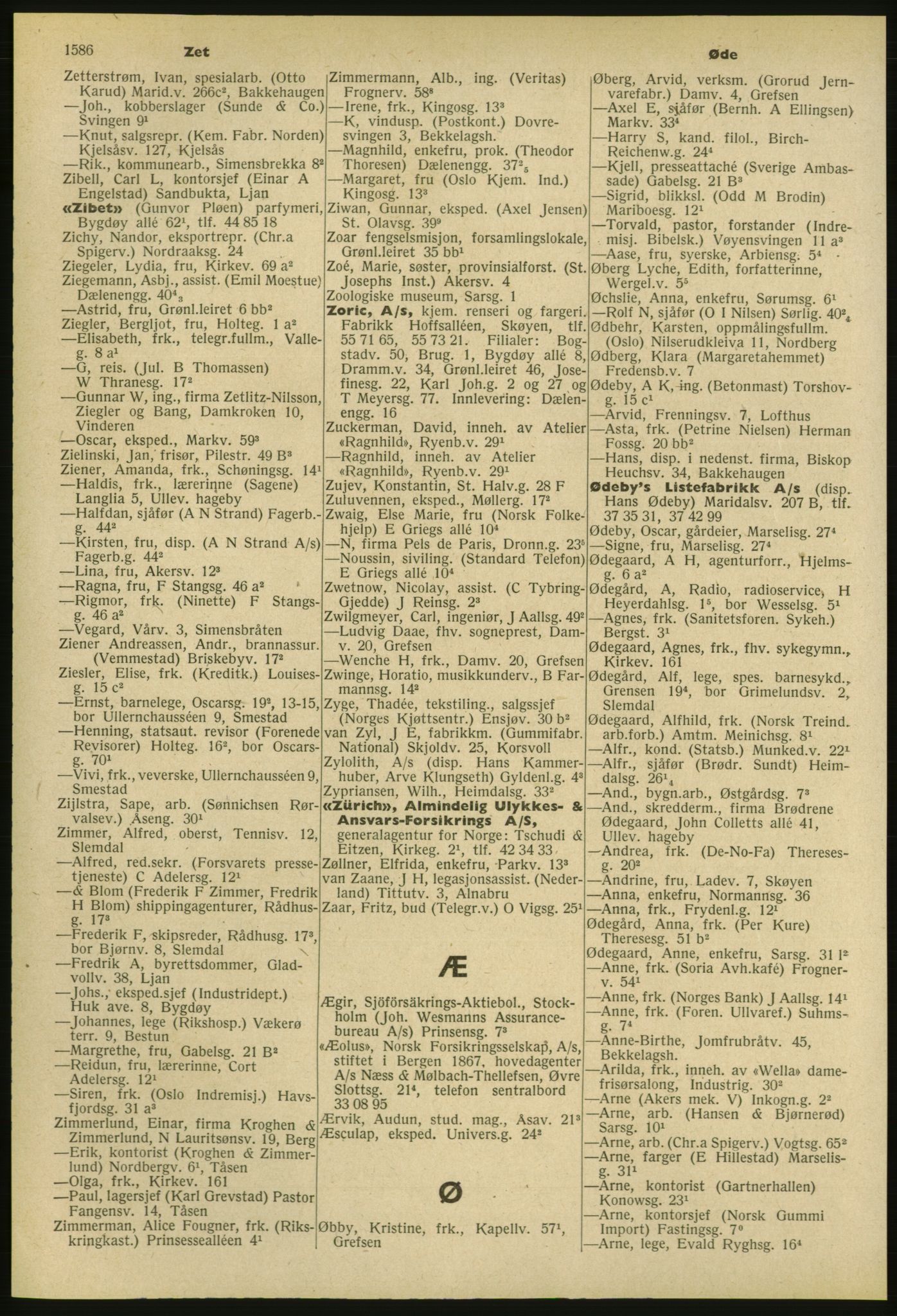 Kristiania/Oslo adressebok, PUBL/-, 1953, s. 1586