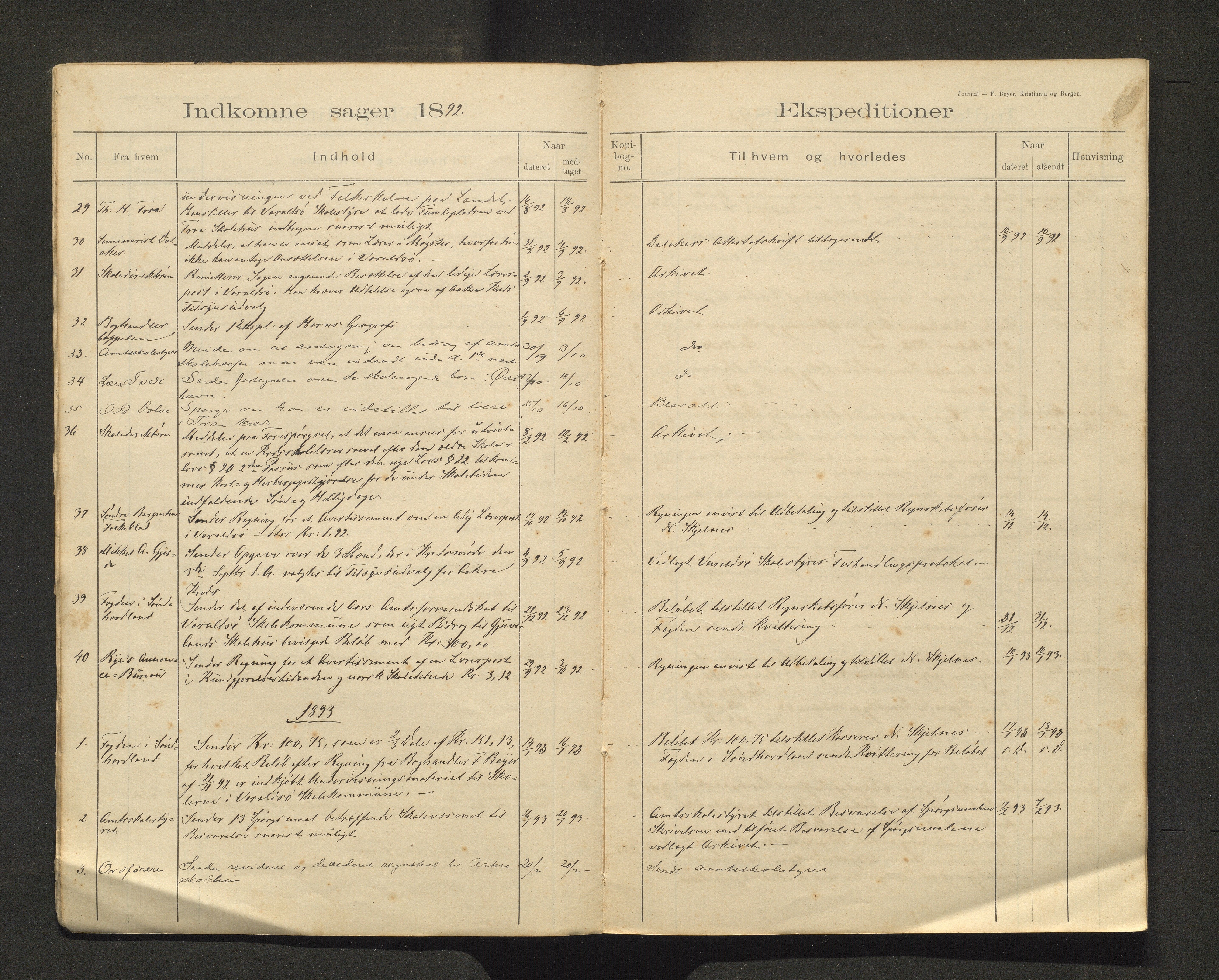 Varaldsøy kommune. Skulestyret, IKAH/1225-211/C/Ca/L0001: Postjournal for Varaldsøy skulestyre, 1889-1907