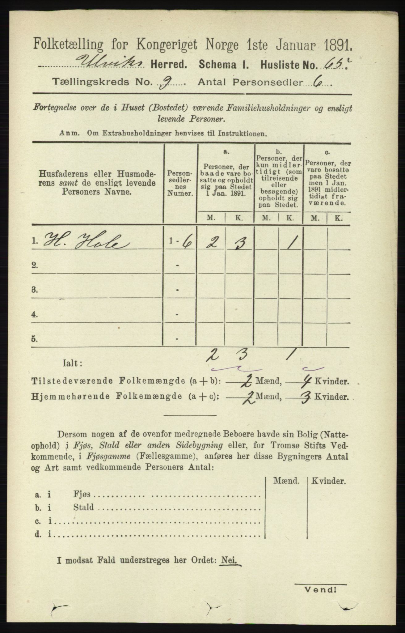 RA, Folketelling 1891 for 1233 Ulvik herred, 1891, s. 2865