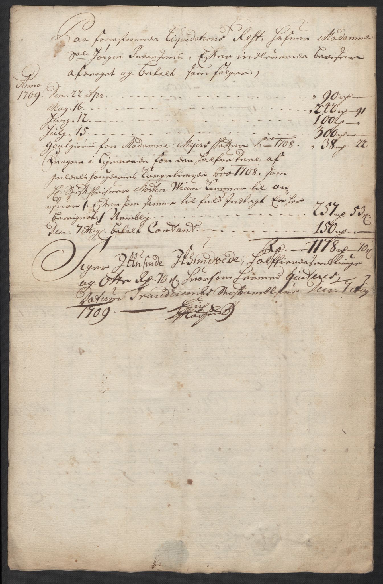 Rentekammeret inntil 1814, Reviderte regnskaper, Fogderegnskap, AV/RA-EA-4092/R60/L3958: Fogderegnskap Orkdal og Gauldal, 1708, s. 42