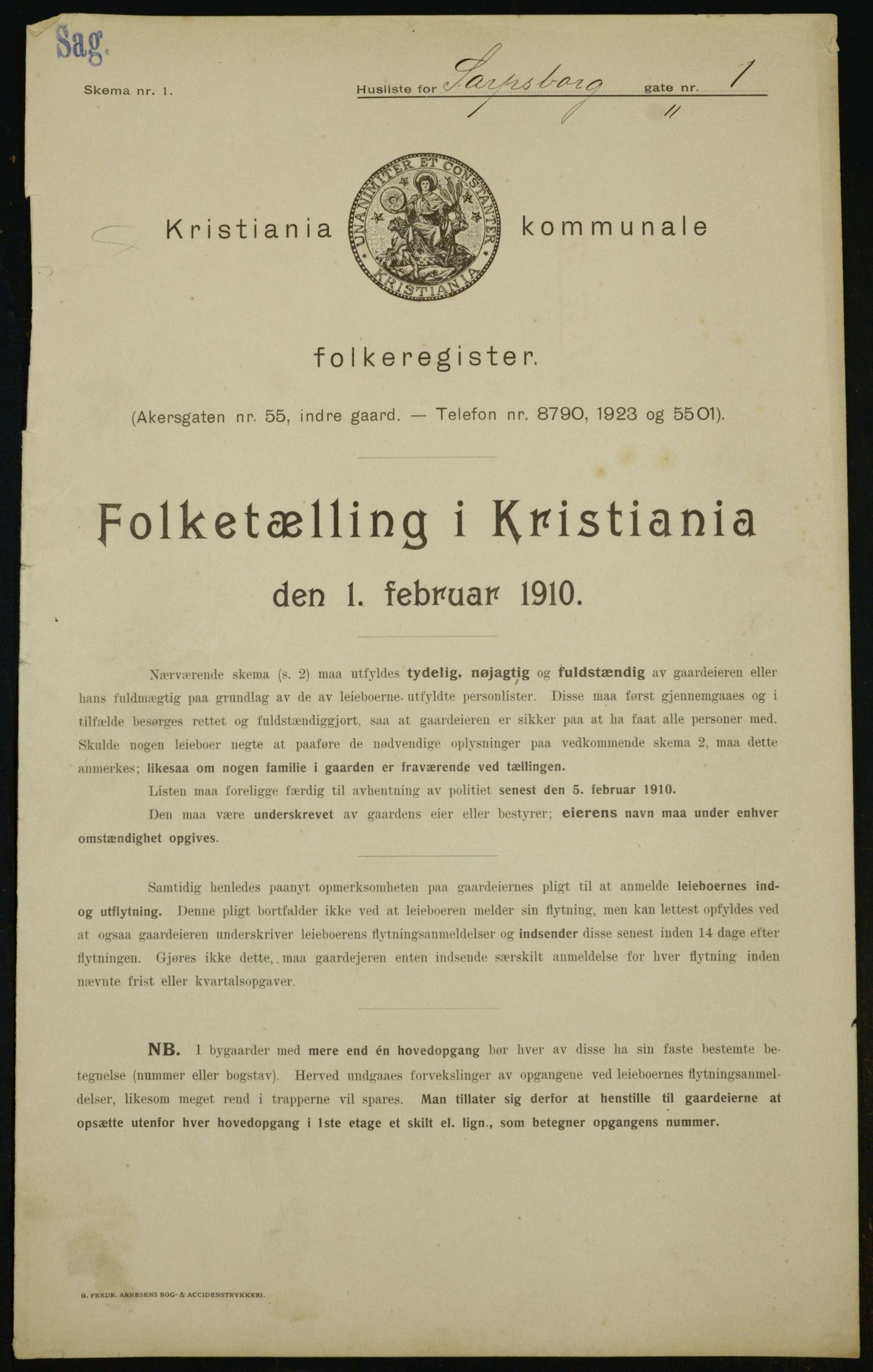 OBA, Kommunal folketelling 1.2.1910 for Kristiania, 1910, s. 85152