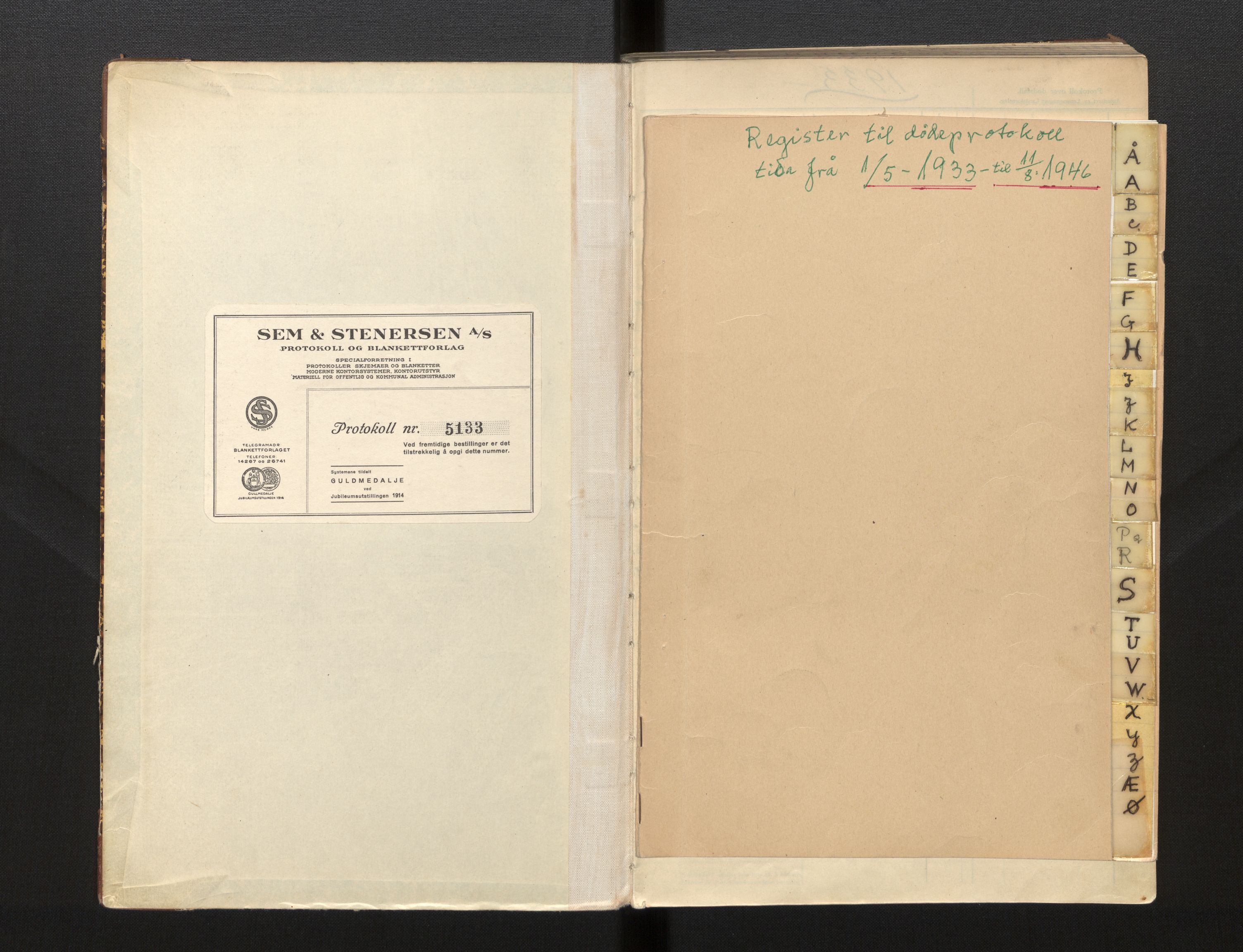 Lensmannen i Eid, SAB/A-27001/0006/L0007: Dødsfallprotokoll, 1933-1946