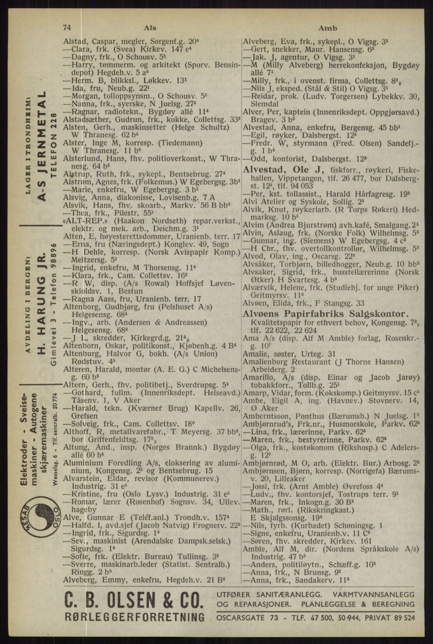 Kristiania/Oslo adressebok, PUBL/-, 1944, s. 74