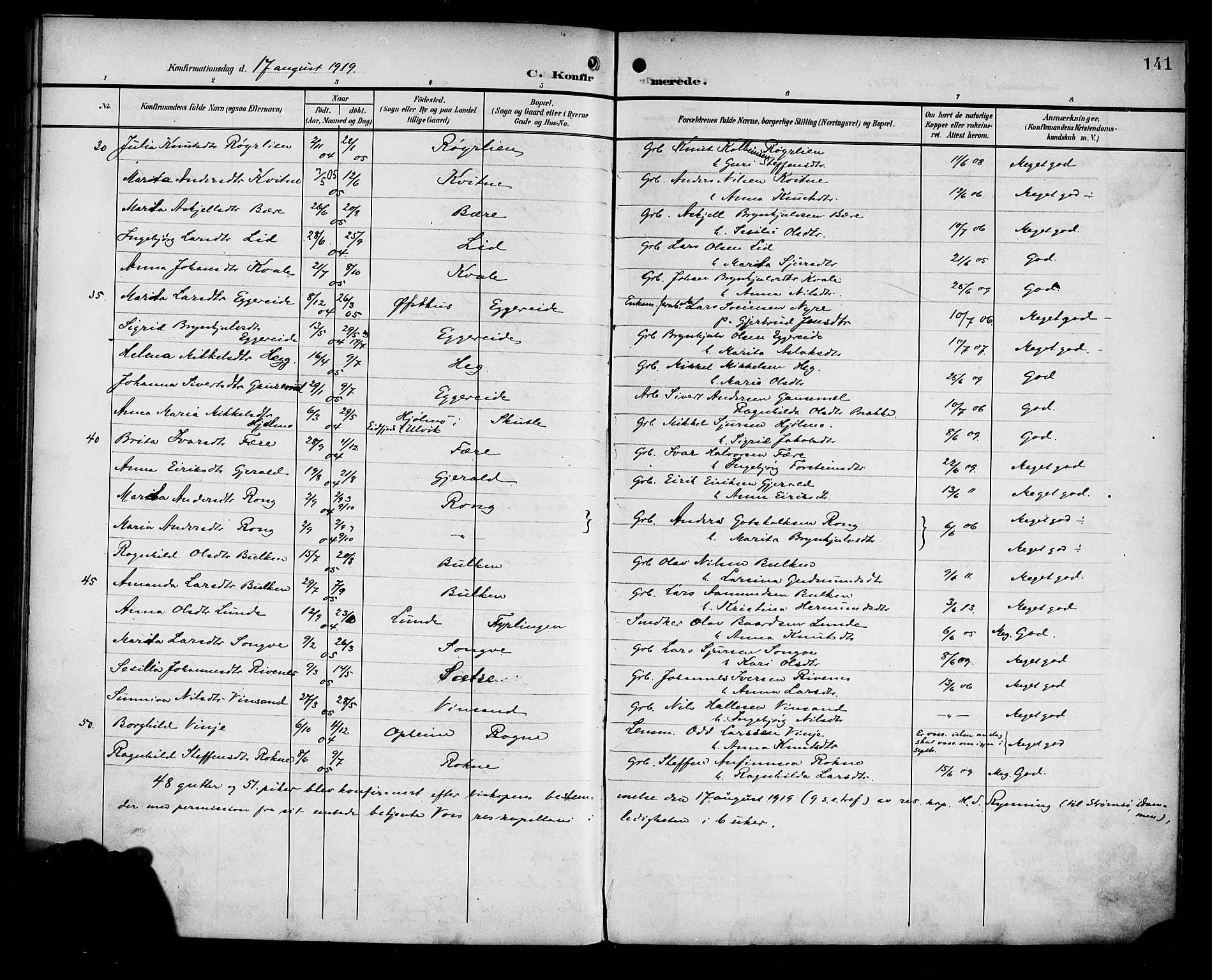 Voss sokneprestembete, AV/SAB-A-79001/H/Haa: Ministerialbok nr. B 2, 1899-1922, s. 141