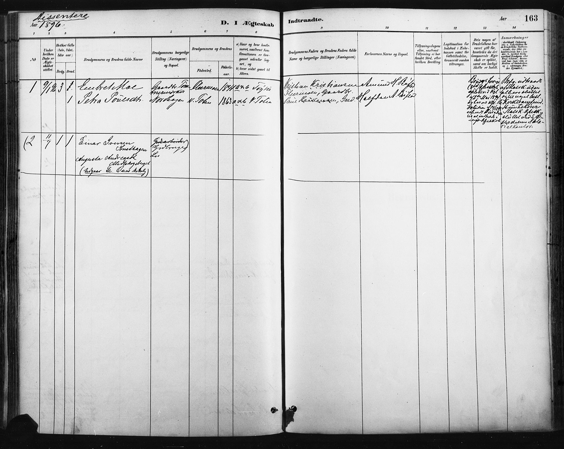 Trysil prestekontor, AV/SAH-PREST-046/H/Ha/Haa/L0009: Ministerialbok nr. 9, 1881-1897, s. 163