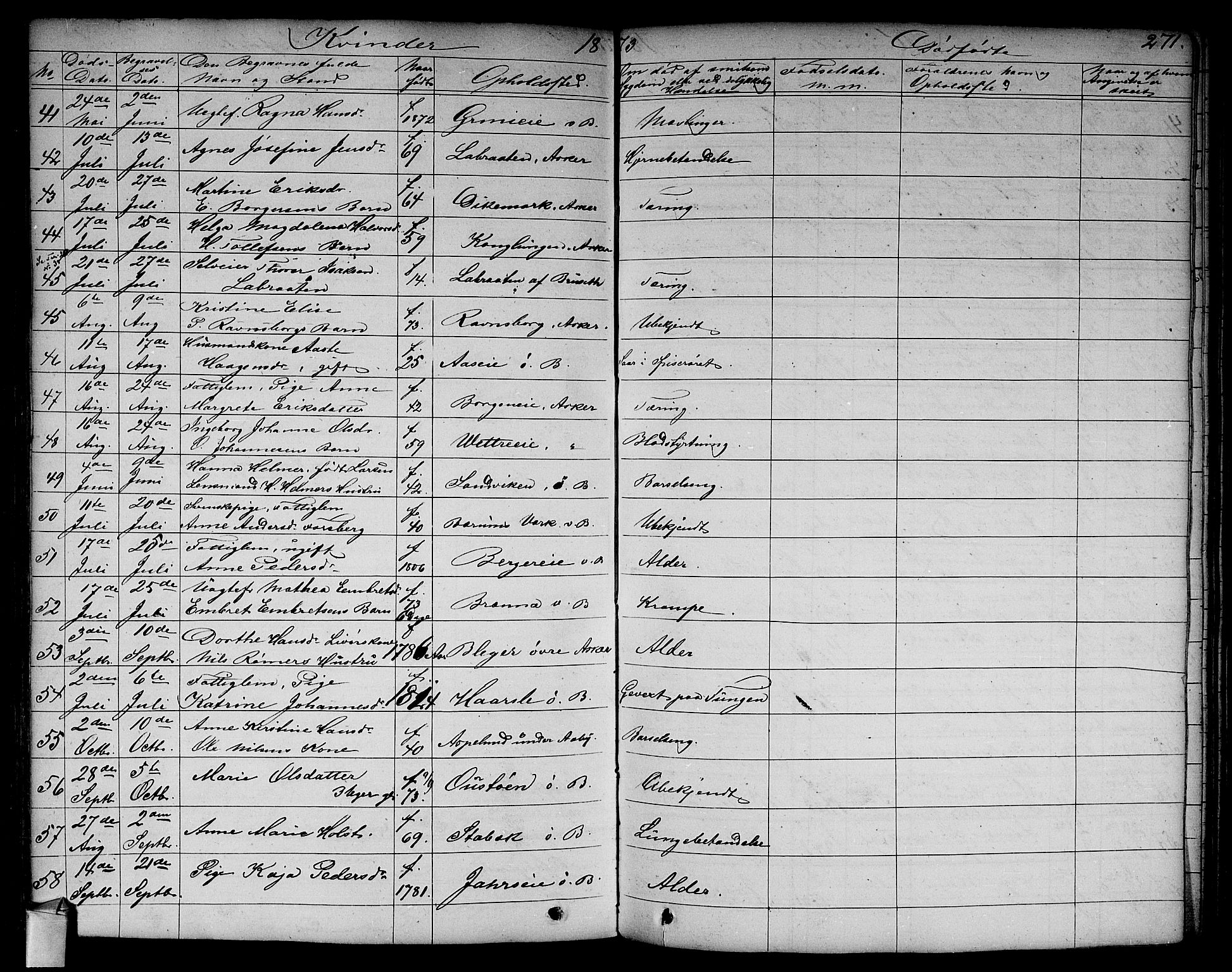 Asker prestekontor Kirkebøker, AV/SAO-A-10256a/F/Fa/L0011: Ministerialbok nr. I 11, 1825-1878, s. 271