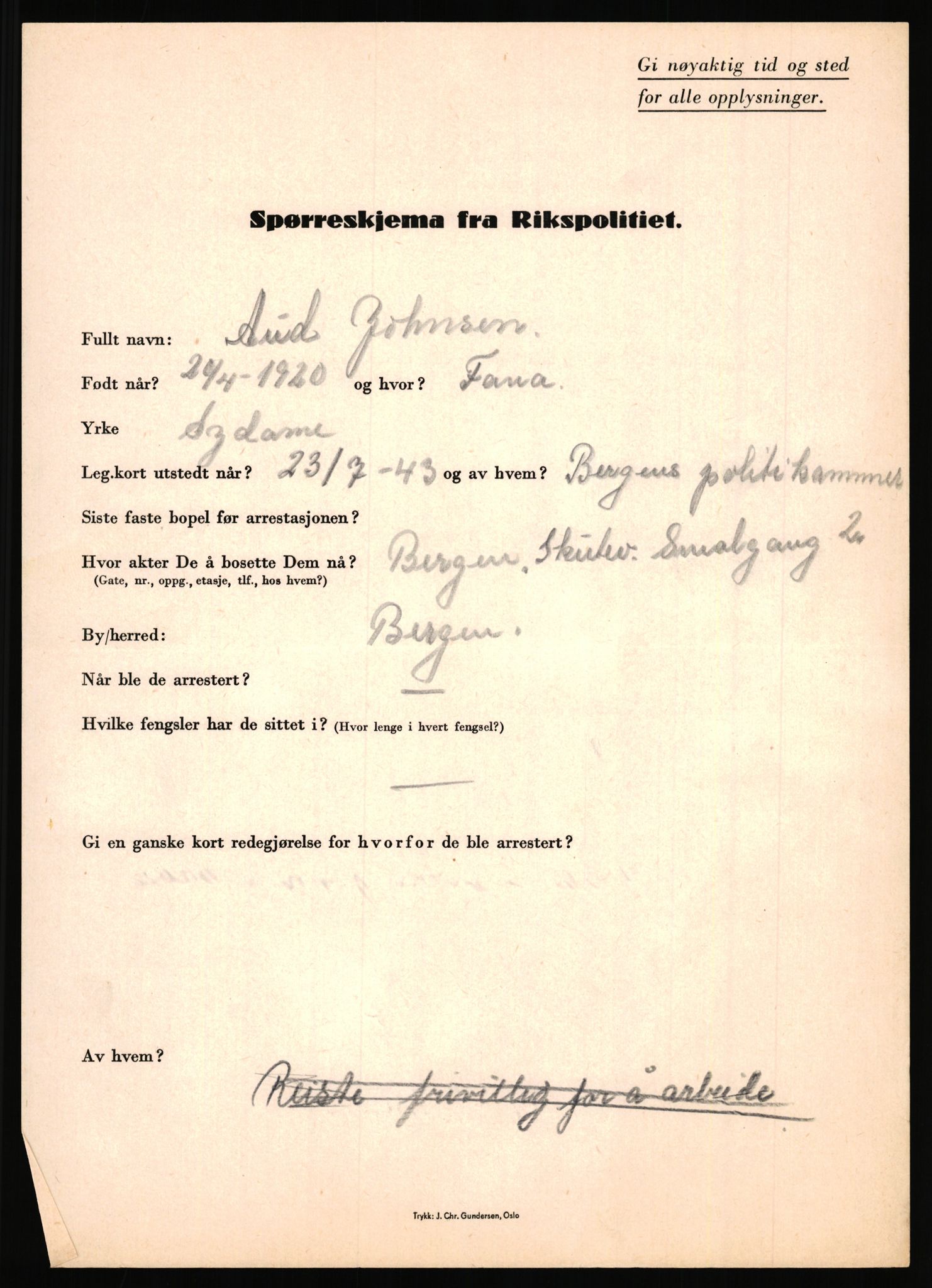 Rikspolitisjefen, AV/RA-S-1560/L/L0008: Jaffe, Bernhard - Karset, Helge Hafsahl, 1940-1945, s. 849