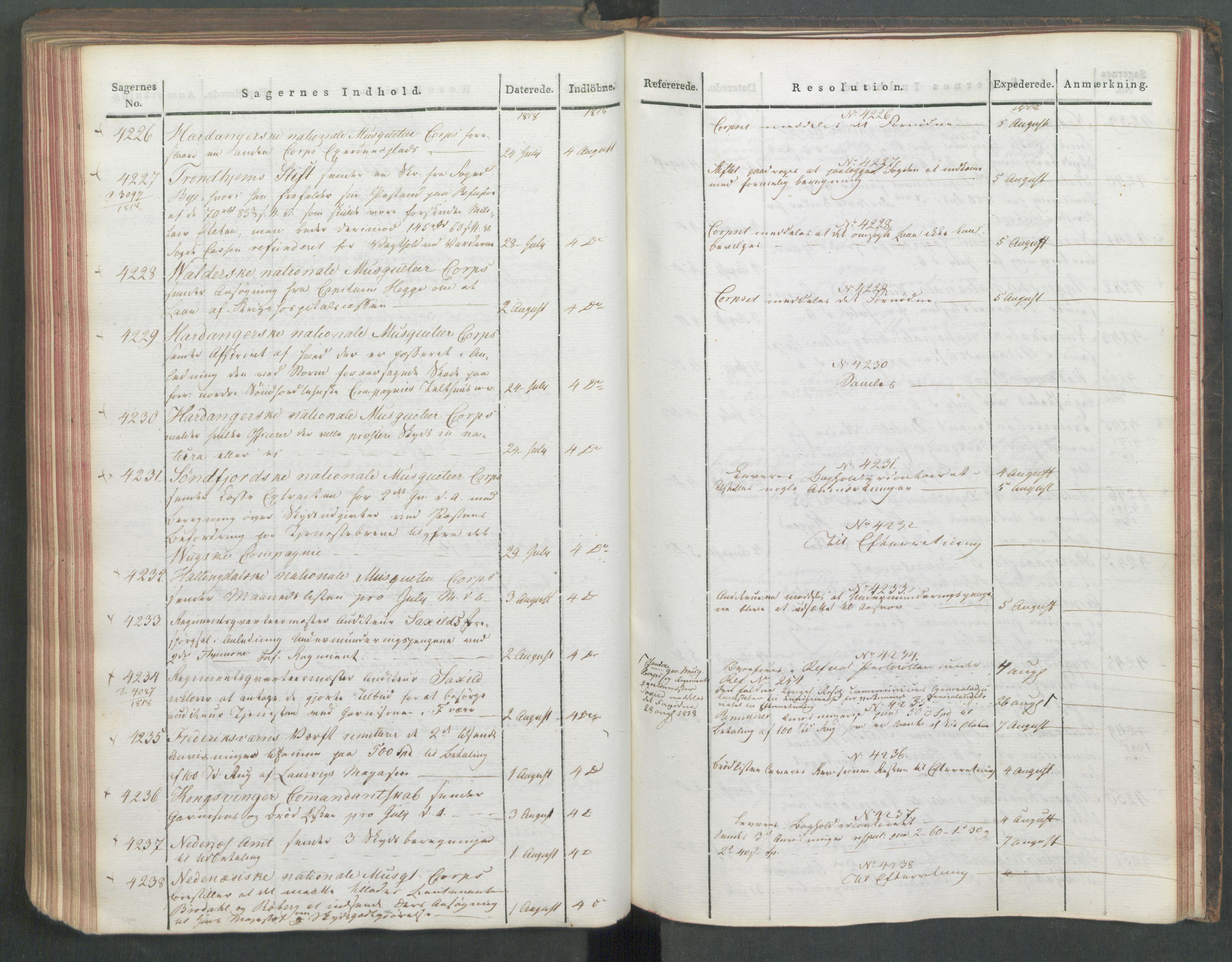 Armédepartementet, AV/RA-RAFA-3493/C/Ca/L0015: 6. Departements Journal, 1818