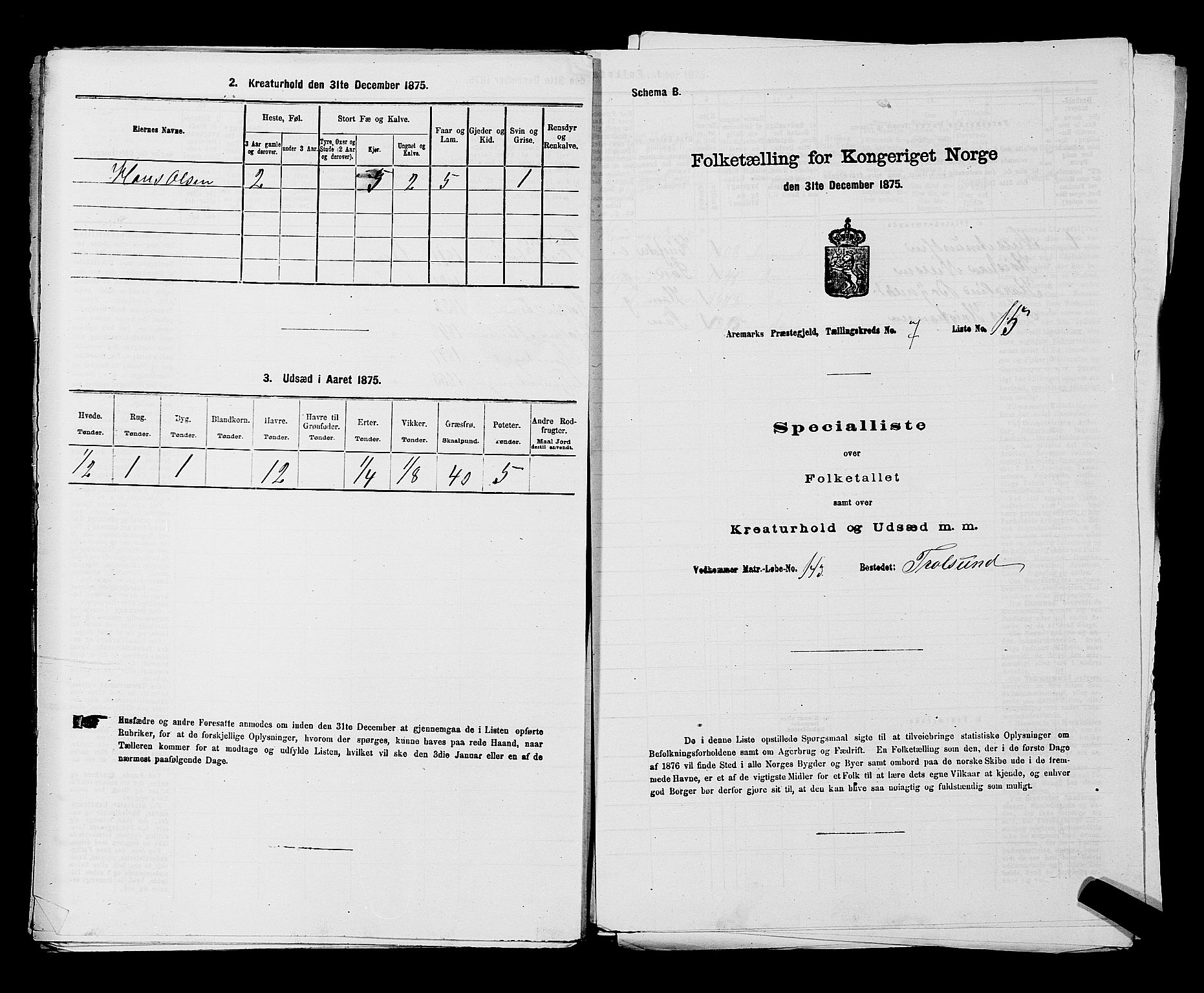 RA, Folketelling 1875 for 0118P Aremark prestegjeld, 1875, s. 1000