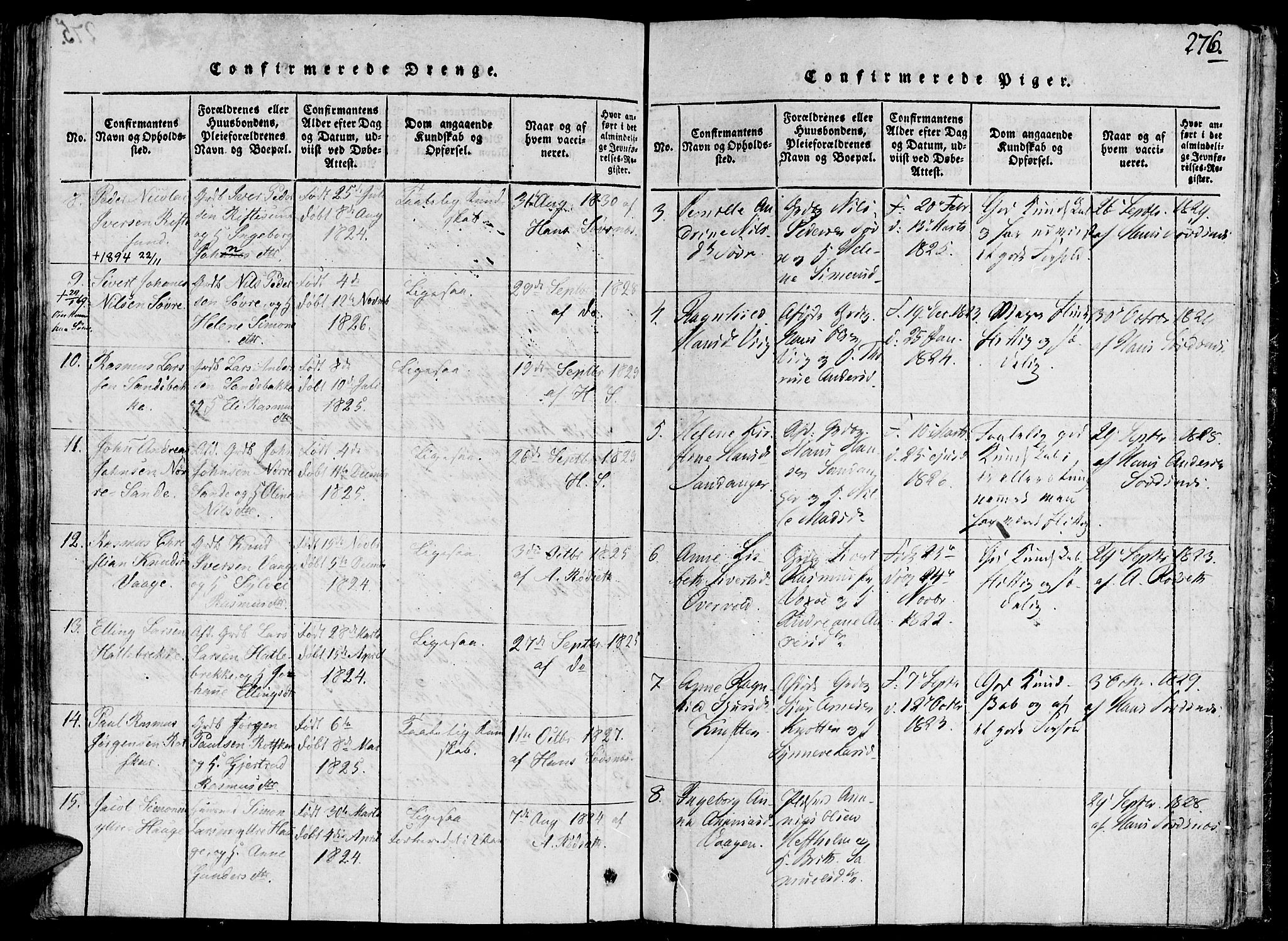 Ministerialprotokoller, klokkerbøker og fødselsregistre - Møre og Romsdal, AV/SAT-A-1454/503/L0033: Ministerialbok nr. 503A01, 1816-1841, s. 276