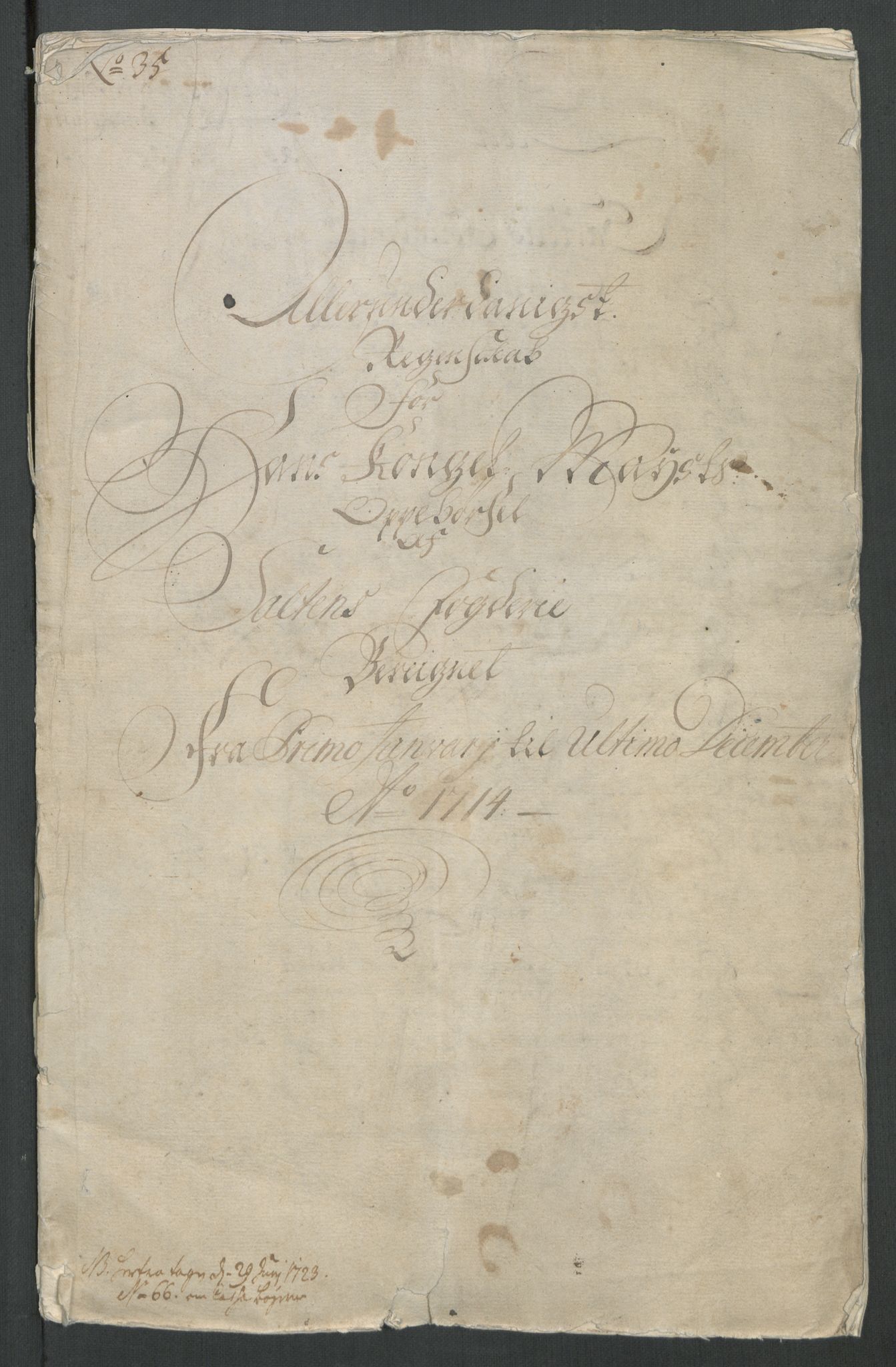 Rentekammeret inntil 1814, Reviderte regnskaper, Fogderegnskap, RA/EA-4092/R66/L4584: Fogderegnskap Salten, 1714, s. 5