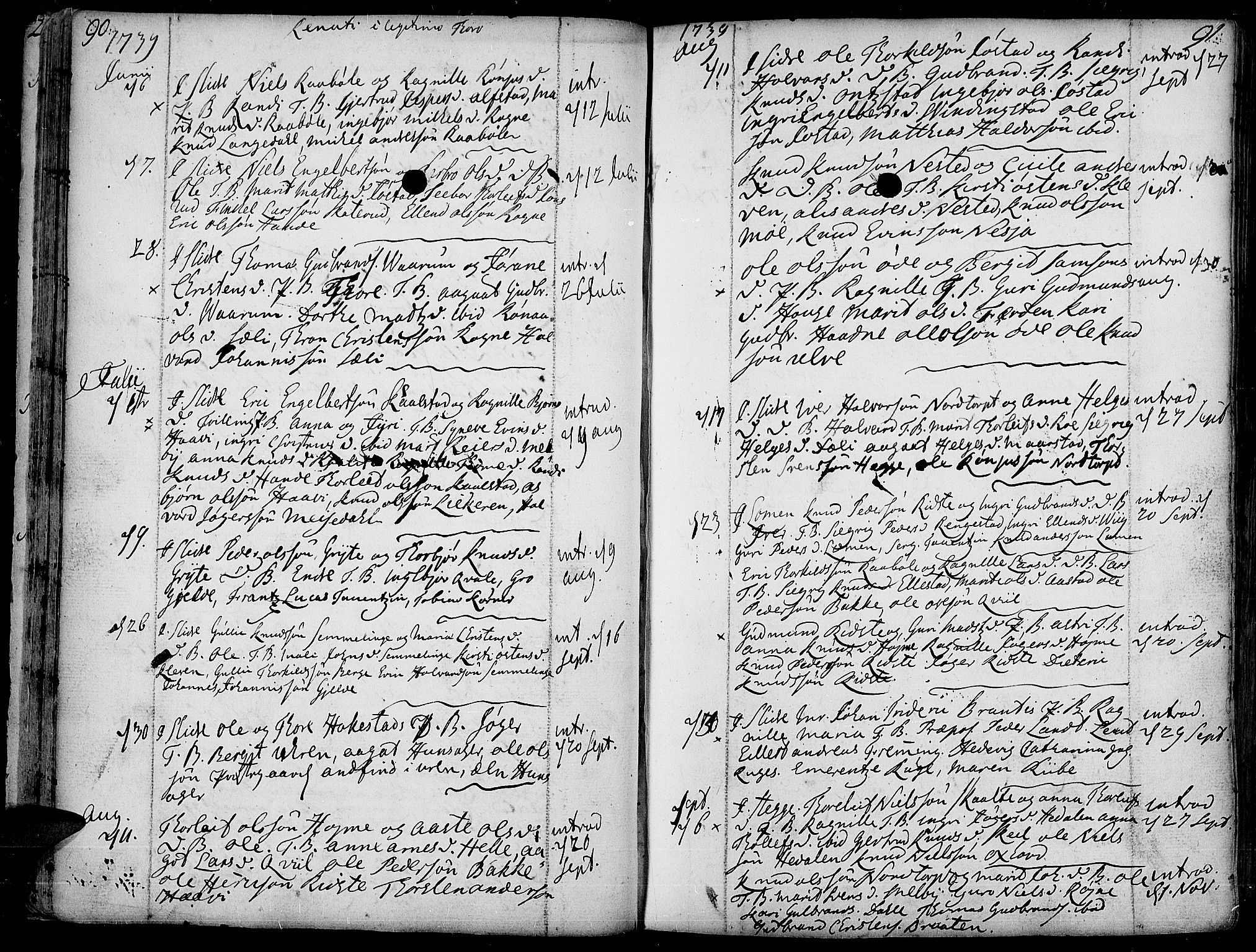Slidre prestekontor, AV/SAH-PREST-134/H/Ha/Haa/L0001: Ministerialbok nr. 1, 1724-1814, s. 90-91