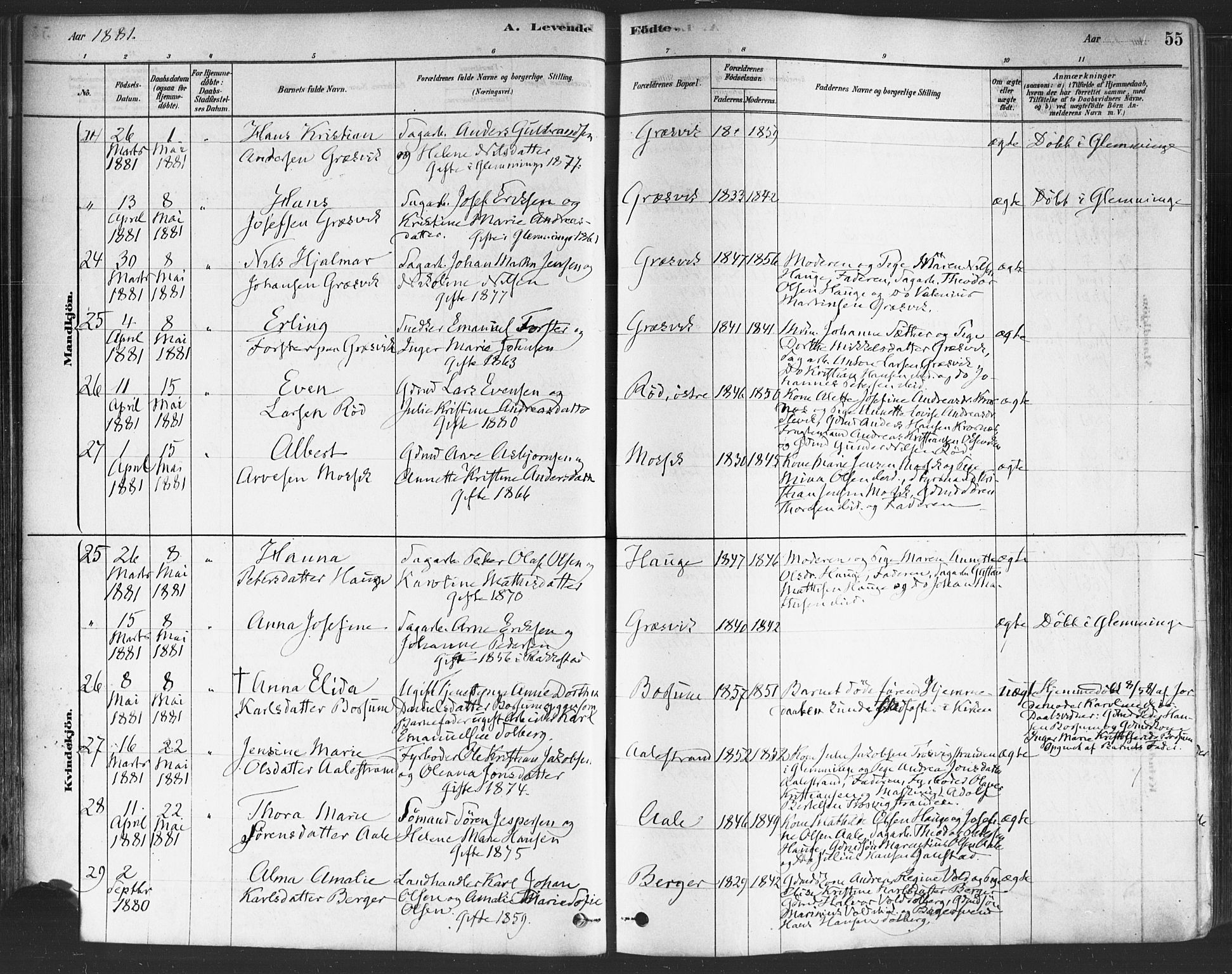 Onsøy prestekontor Kirkebøker, AV/SAO-A-10914/F/Fa/L0005: Ministerialbok nr. I 5, 1878-1898, s. 55