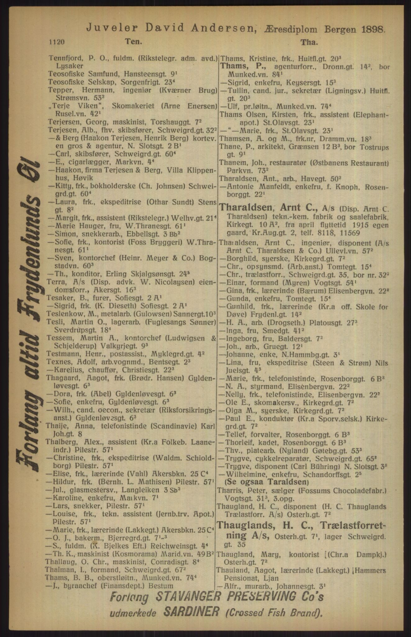 Kristiania/Oslo adressebok, PUBL/-, 1915, s. 1120