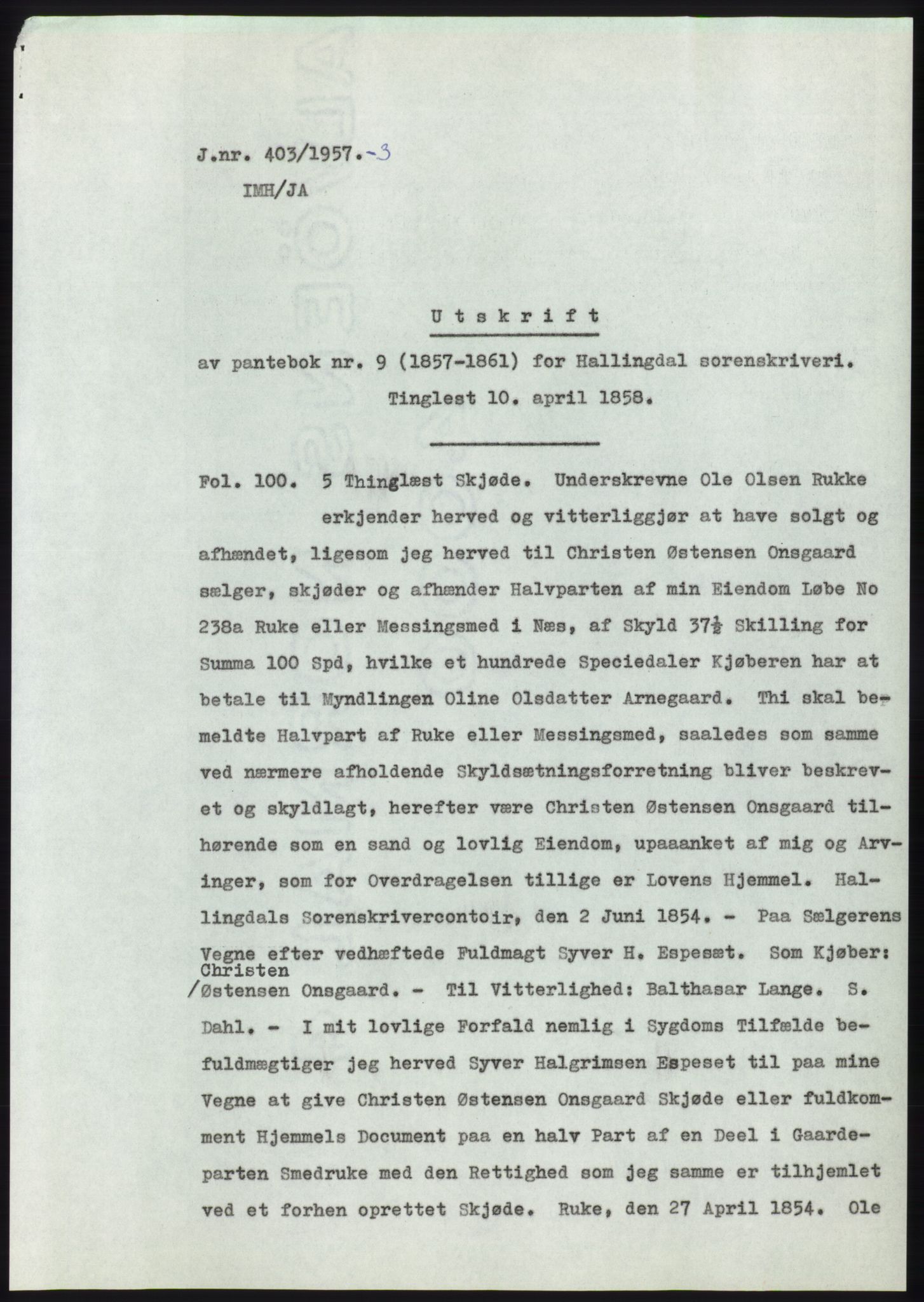 Statsarkivet i Kongsberg, SAKO/A-0001, 1957, s. 46