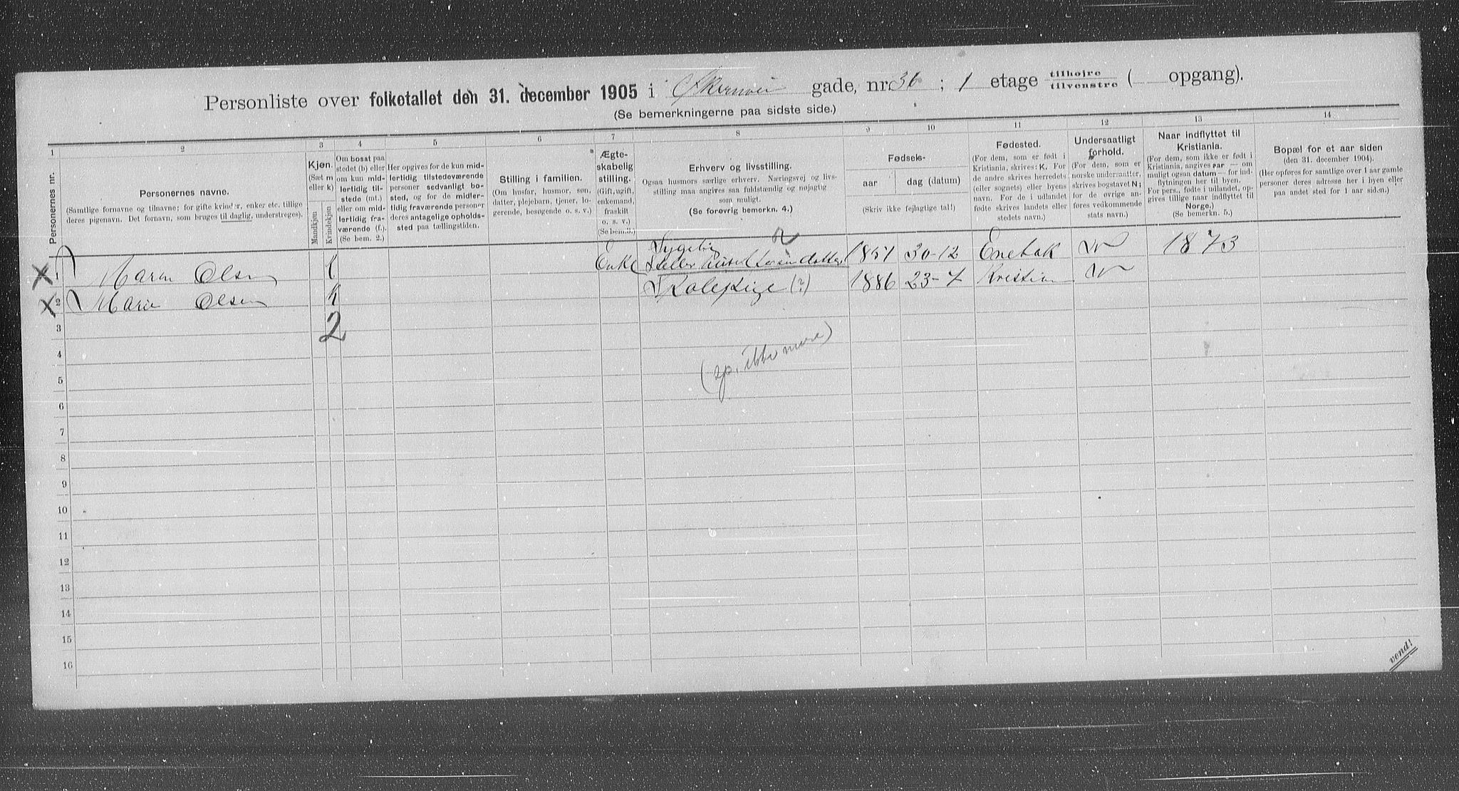 OBA, Kommunal folketelling 31.12.1905 for Kristiania kjøpstad, 1905, s. 67790