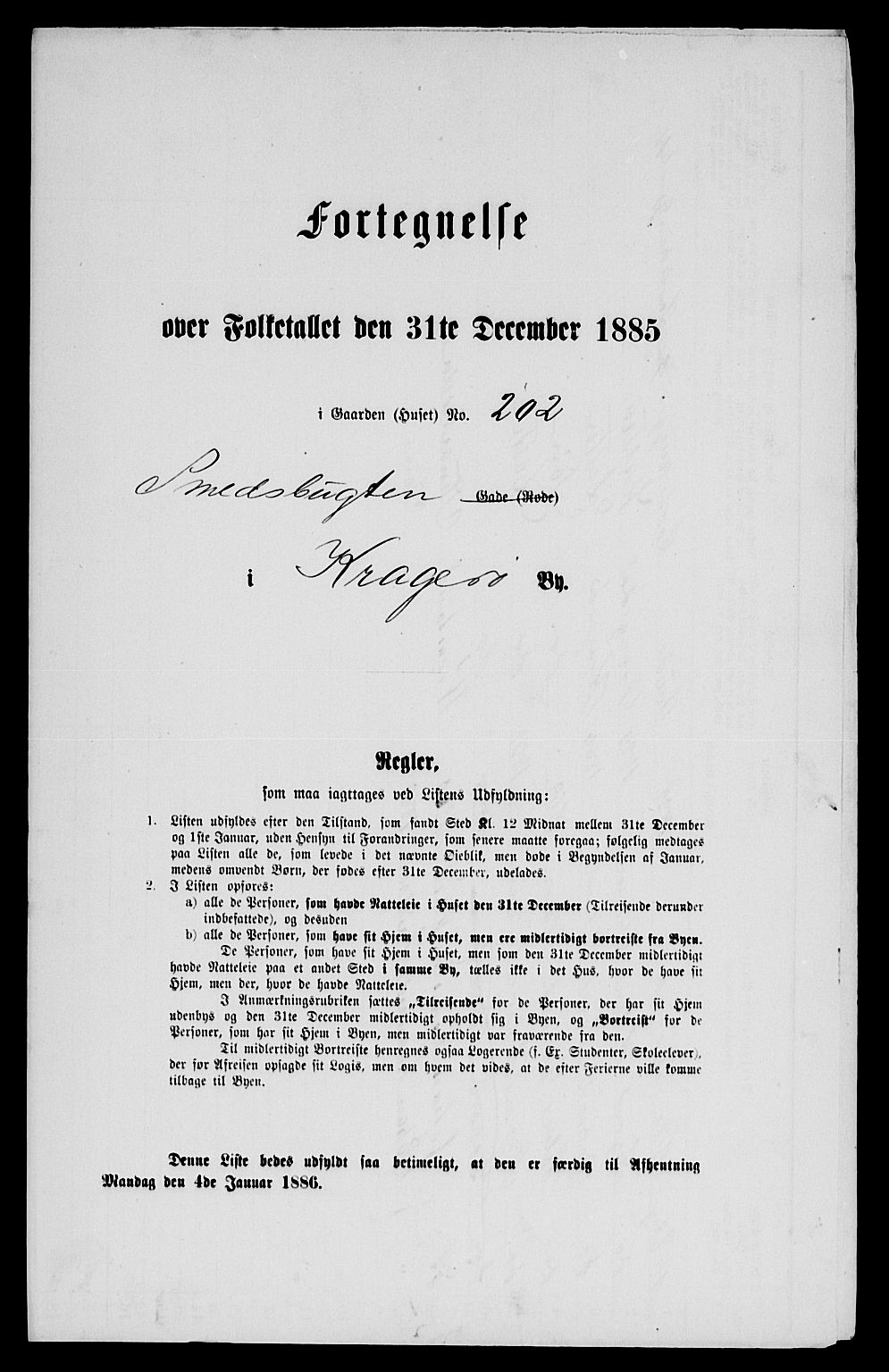 SAKO, Folketelling 1885 for 0801 Kragerø kjøpstad, 1885, s. 262