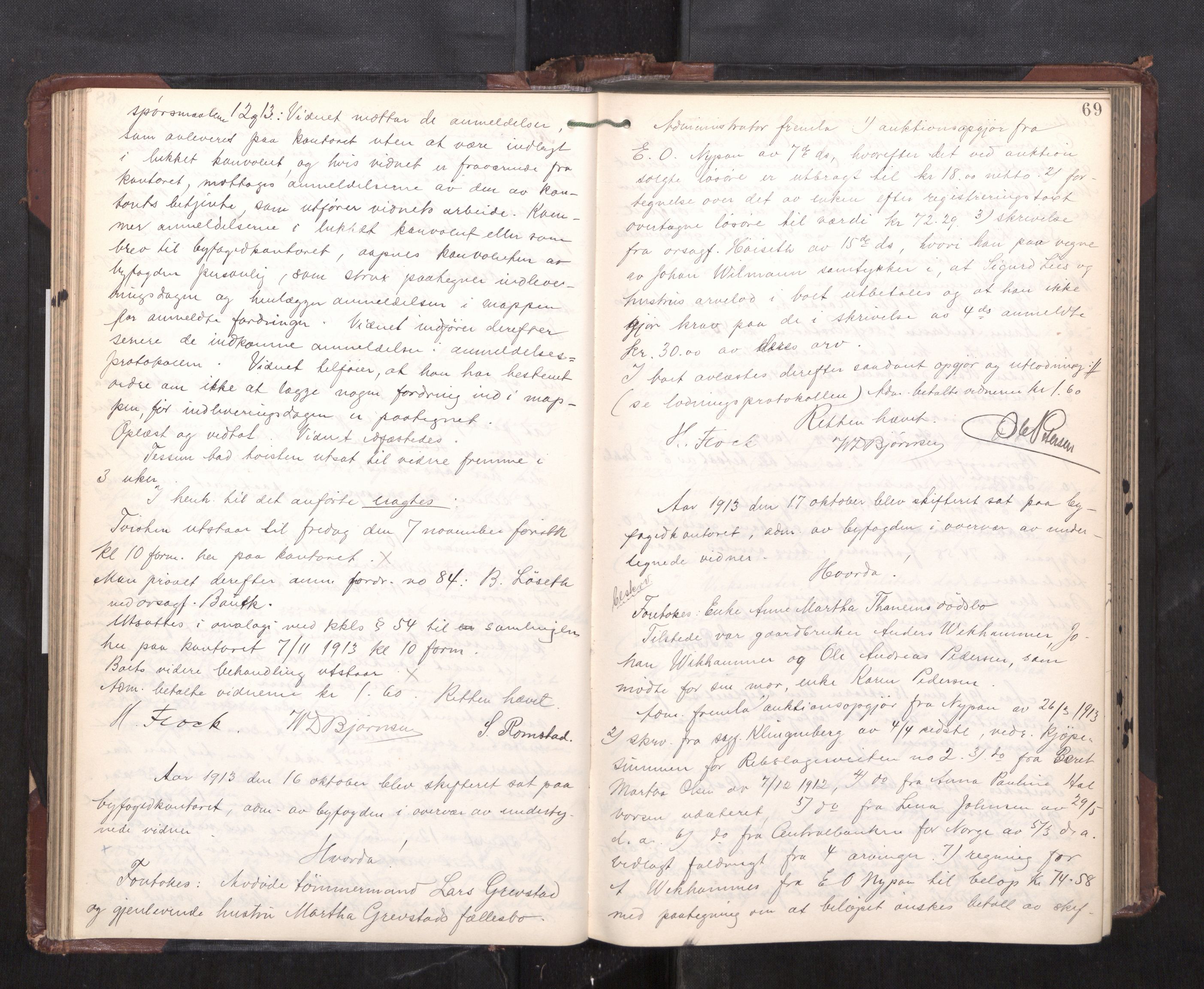 Trondheim byfogd, AV/SAT-A-0003/1/3/3C/L0028: Skifteregistreringsprotokoll - 17/1-29/1. (u/ register), 1913-1917, s. 69