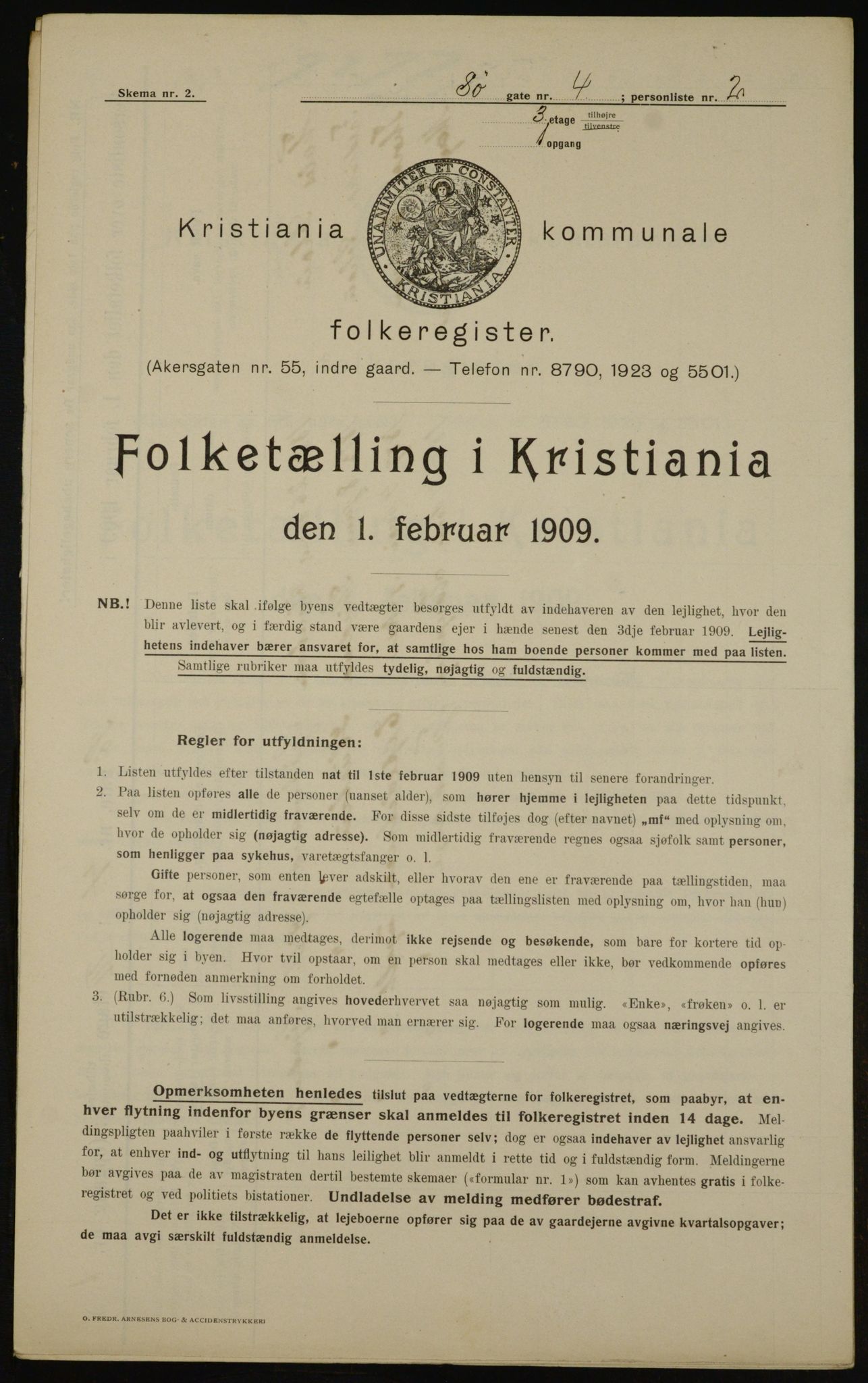 OBA, Kommunal folketelling 1.2.1909 for Kristiania kjøpstad, 1909, s. 96178