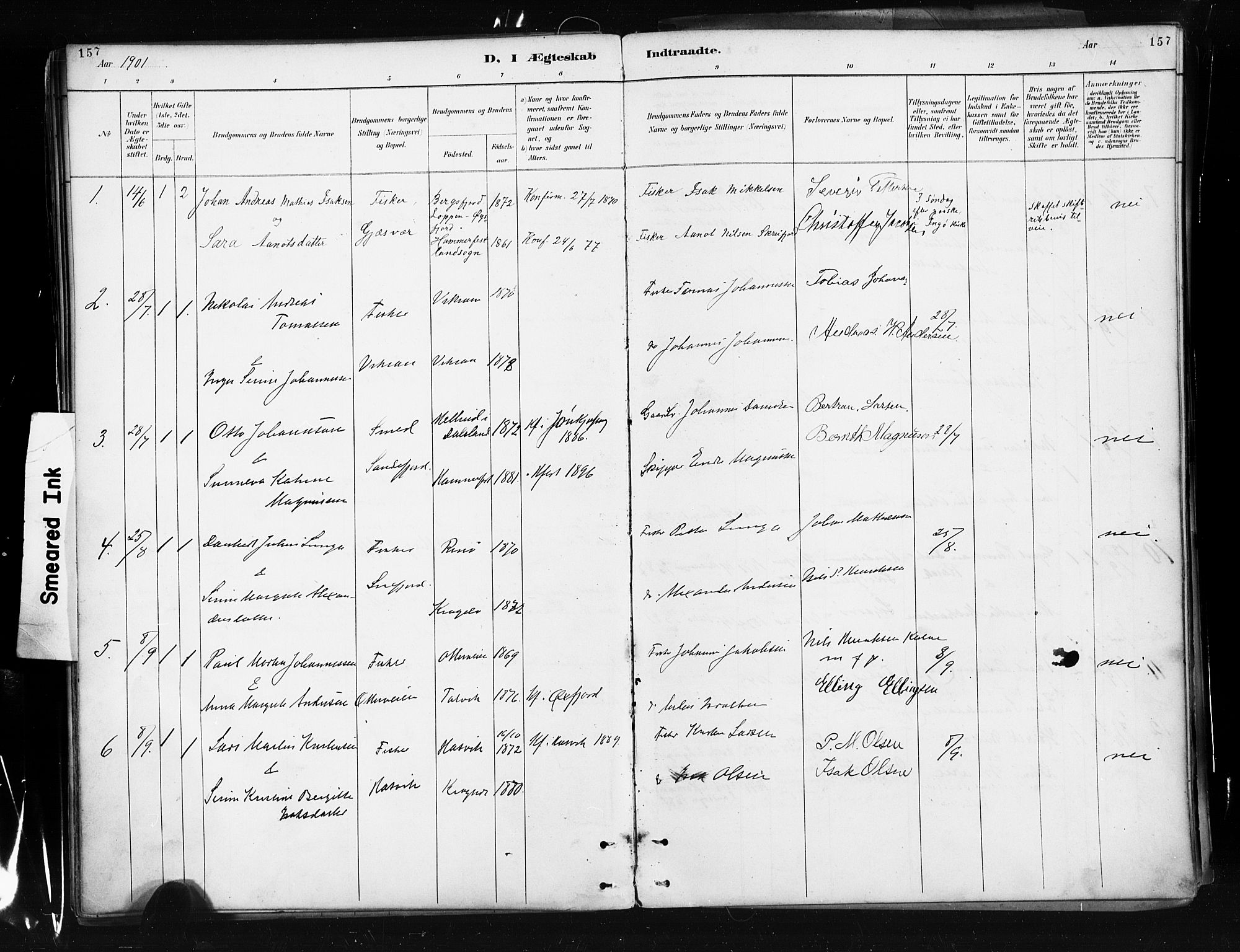 Måsøy sokneprestkontor, AV/SATØ-S-1348/H/Ha/L0005kirke: Ministerialbok nr. 5, 1892-1902, s. 157