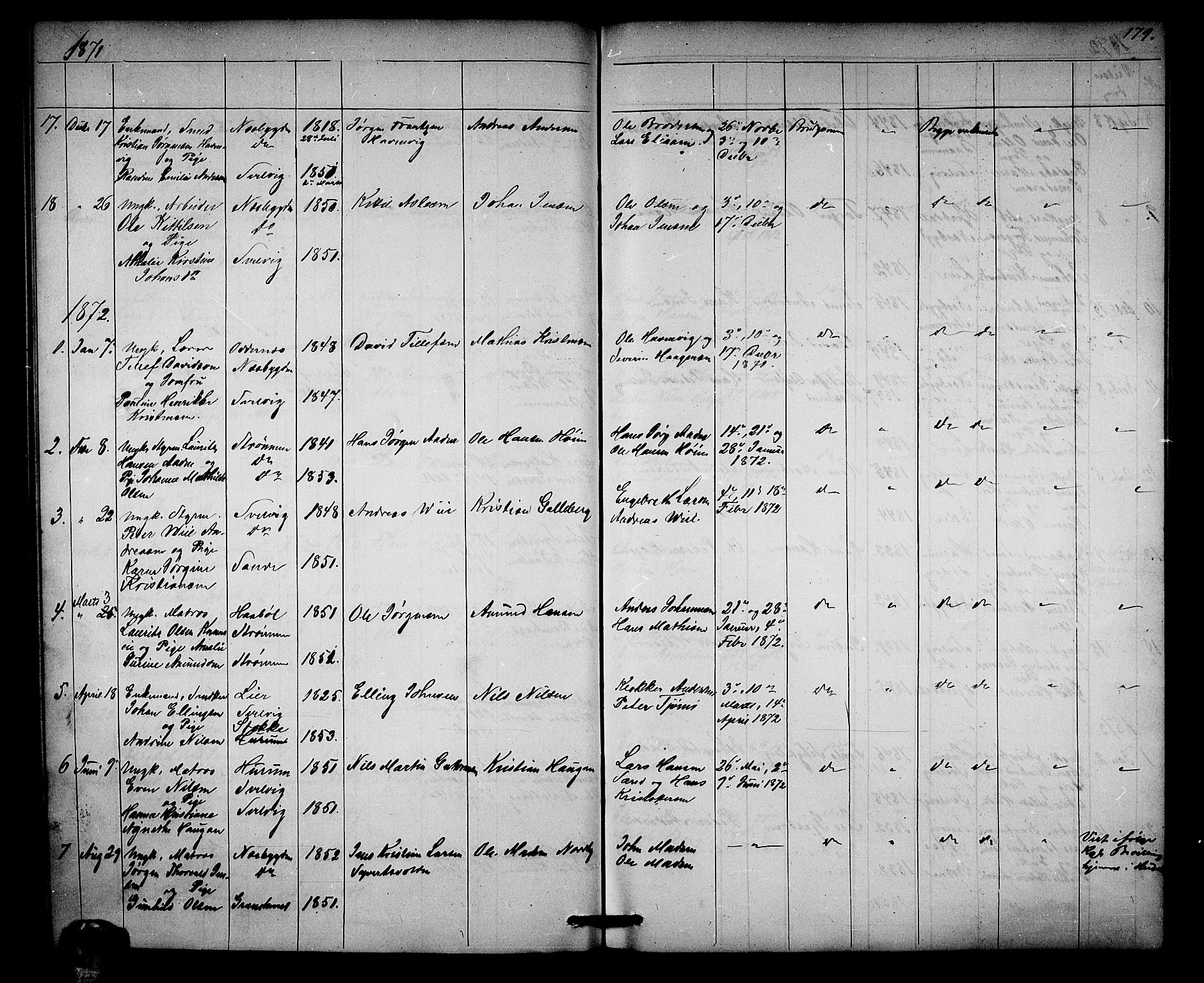 Strømm kirkebøker, AV/SAKO-A-322/G/Ga/L0001: Klokkerbok nr. I 1, 1861-1885, s. 179