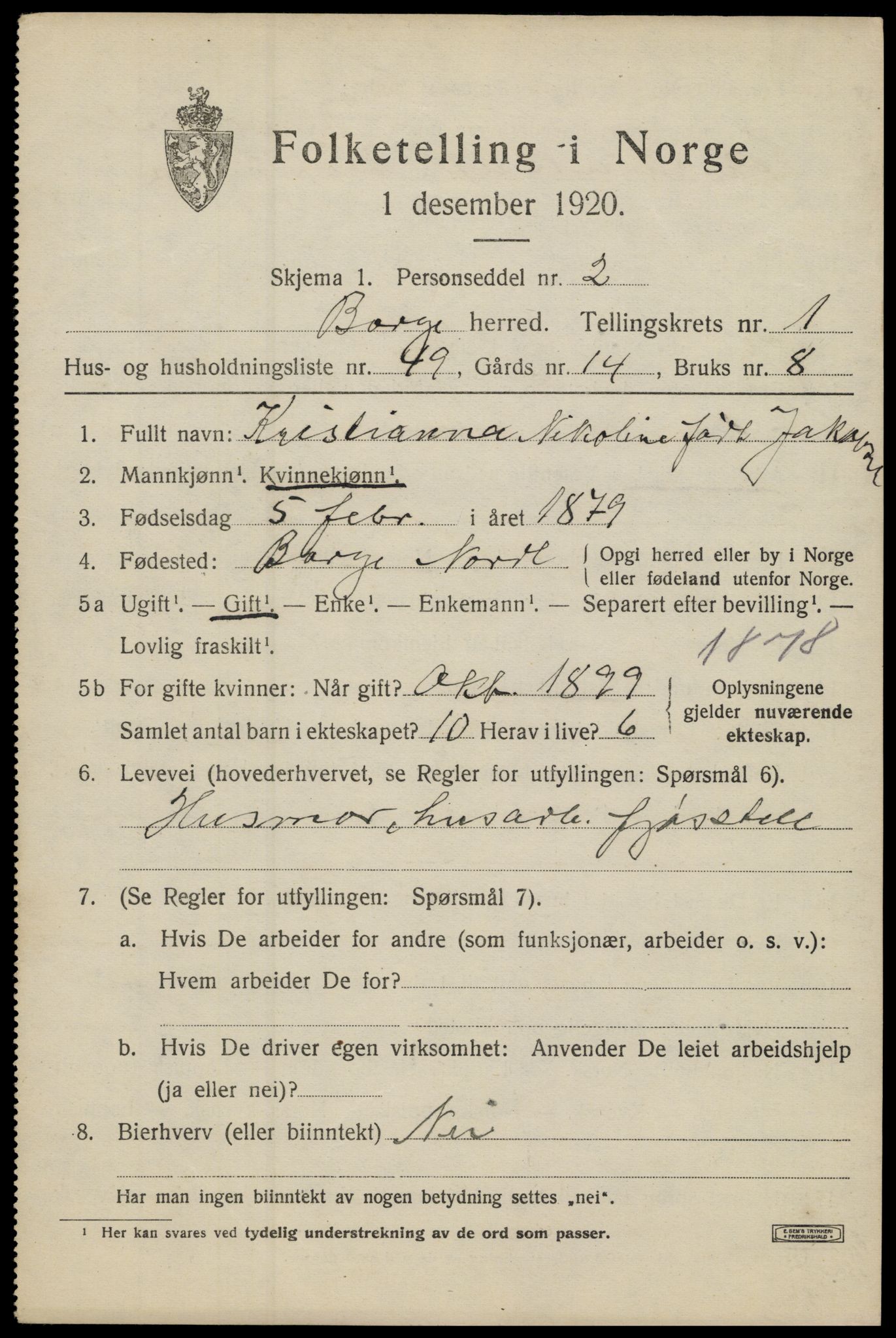 SAT, Folketelling 1920 for 1862 Borge herred, 1920, s. 2185