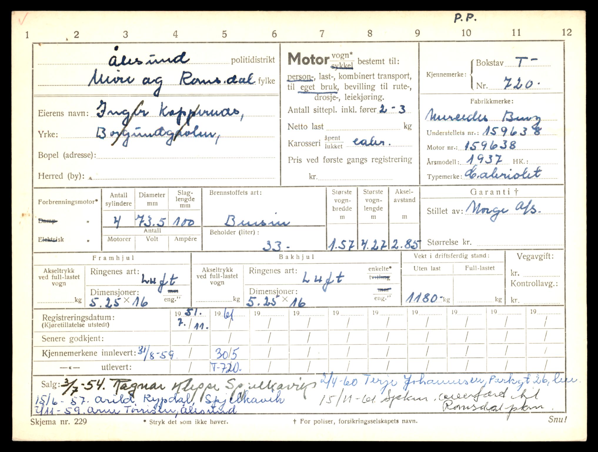 Møre og Romsdal vegkontor - Ålesund trafikkstasjon, SAT/A-4099/F/Fe/L0007: Registreringskort for kjøretøy T 651 - T 746, 1927-1998, s. 2253