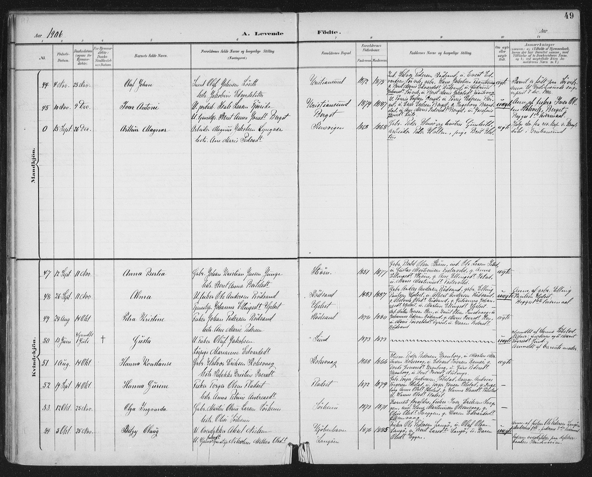 Ministerialprotokoller, klokkerbøker og fødselsregistre - Møre og Romsdal, SAT/A-1454/569/L0820: Ministerialbok nr. 569A06, 1900-1911, s. 49