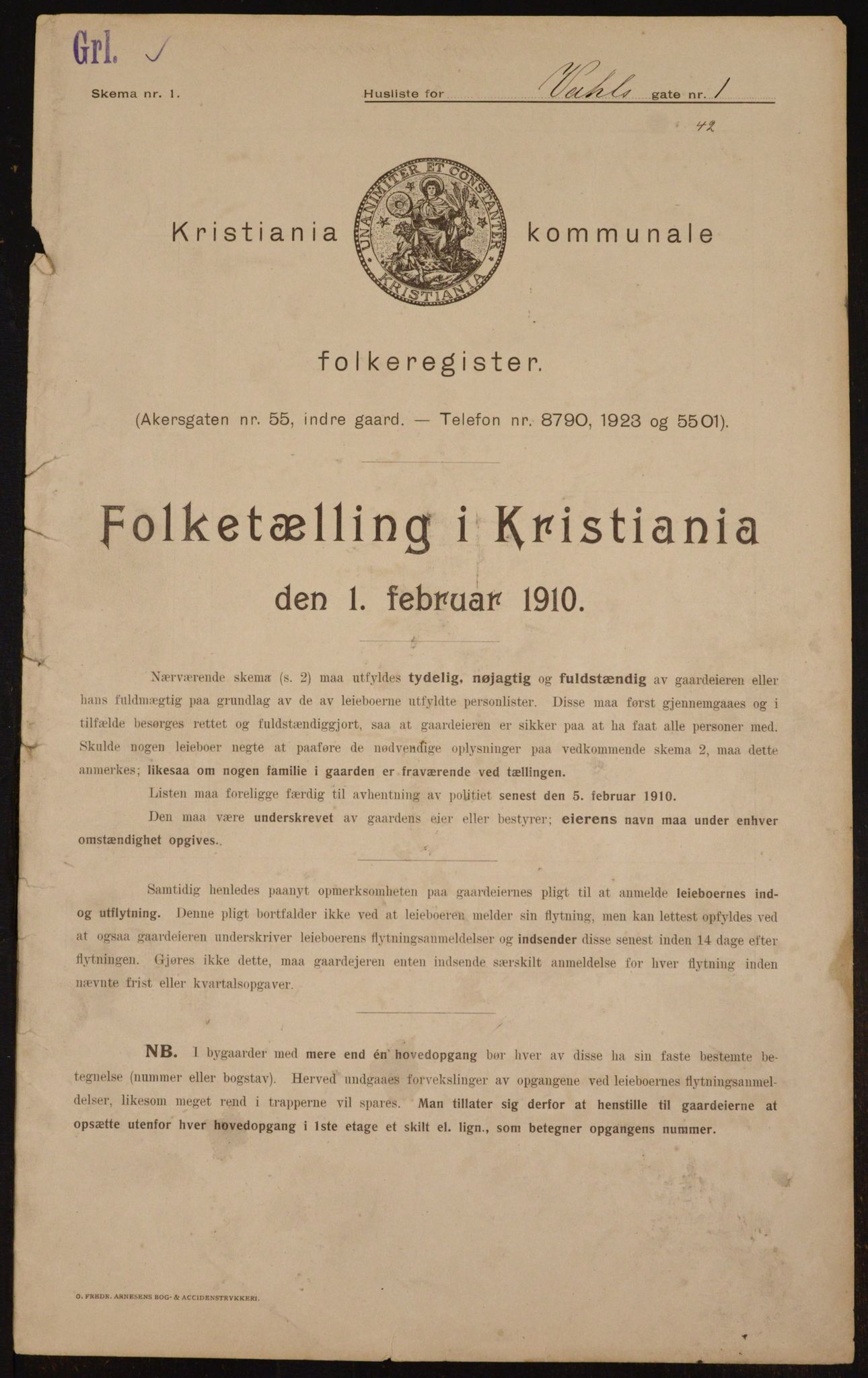 OBA, Kommunal folketelling 1.2.1910 for Kristiania, 1910, s. 115064