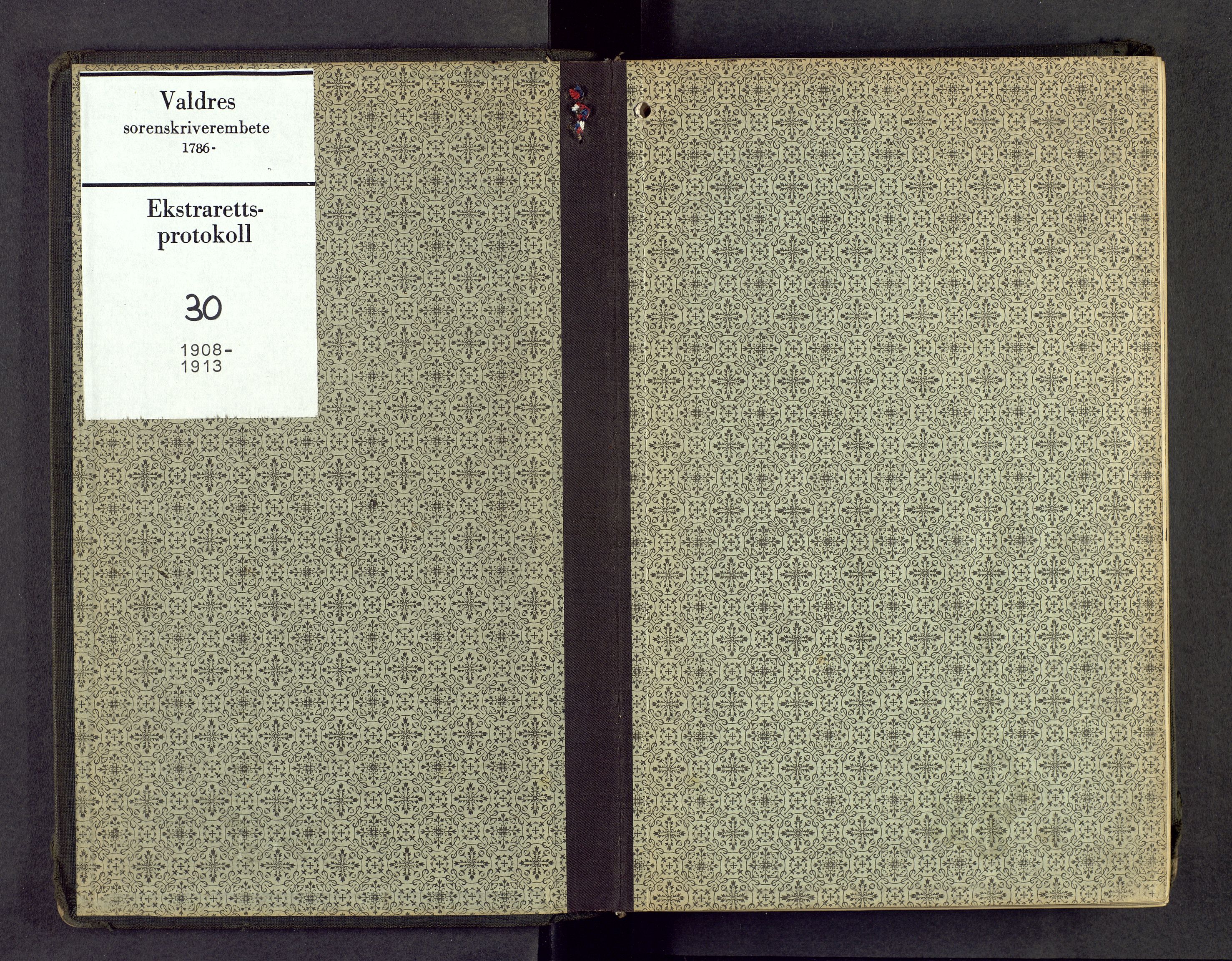Valdres sorenskriveri, SAH/TING-016/G/Gc/L0030: Ekstrarettsprotokoll, 1908-1913