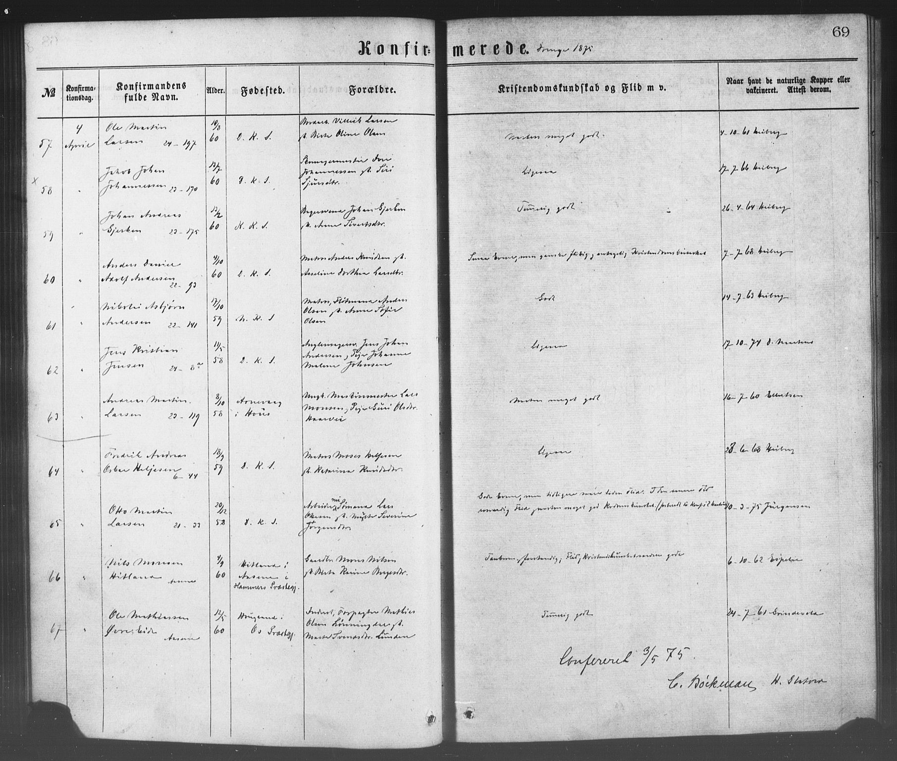 Korskirken sokneprestembete, SAB/A-76101/H/Haa/L0028: Ministerialbok nr. C 4, 1868-1879, s. 69