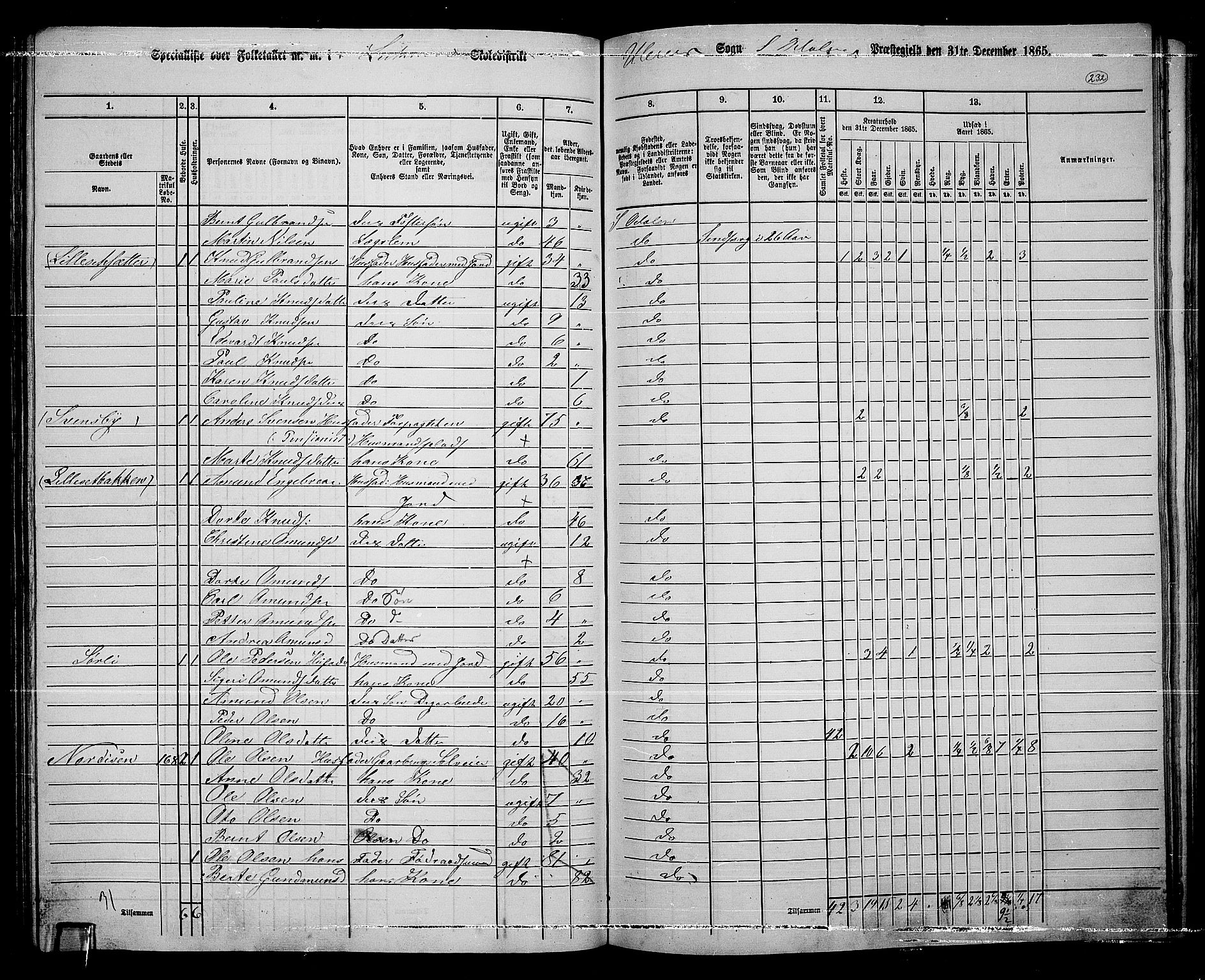 RA, Folketelling 1865 for 0419P Sør-Odal prestegjeld, 1865, s. 203