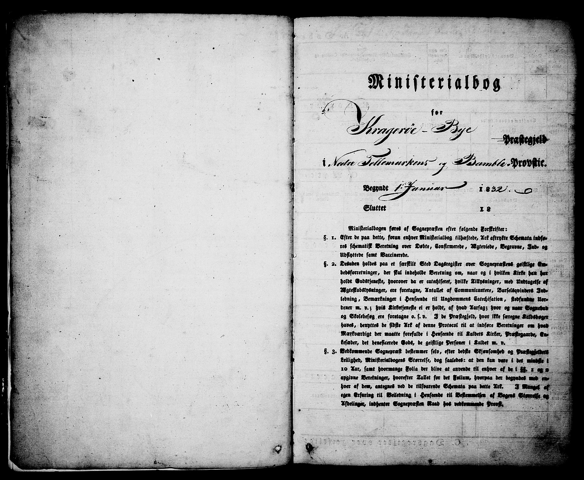 Kragerø kirkebøker, AV/SAKO-A-278/G/Ga/L0003: Klokkerbok nr. 3, 1832-1852