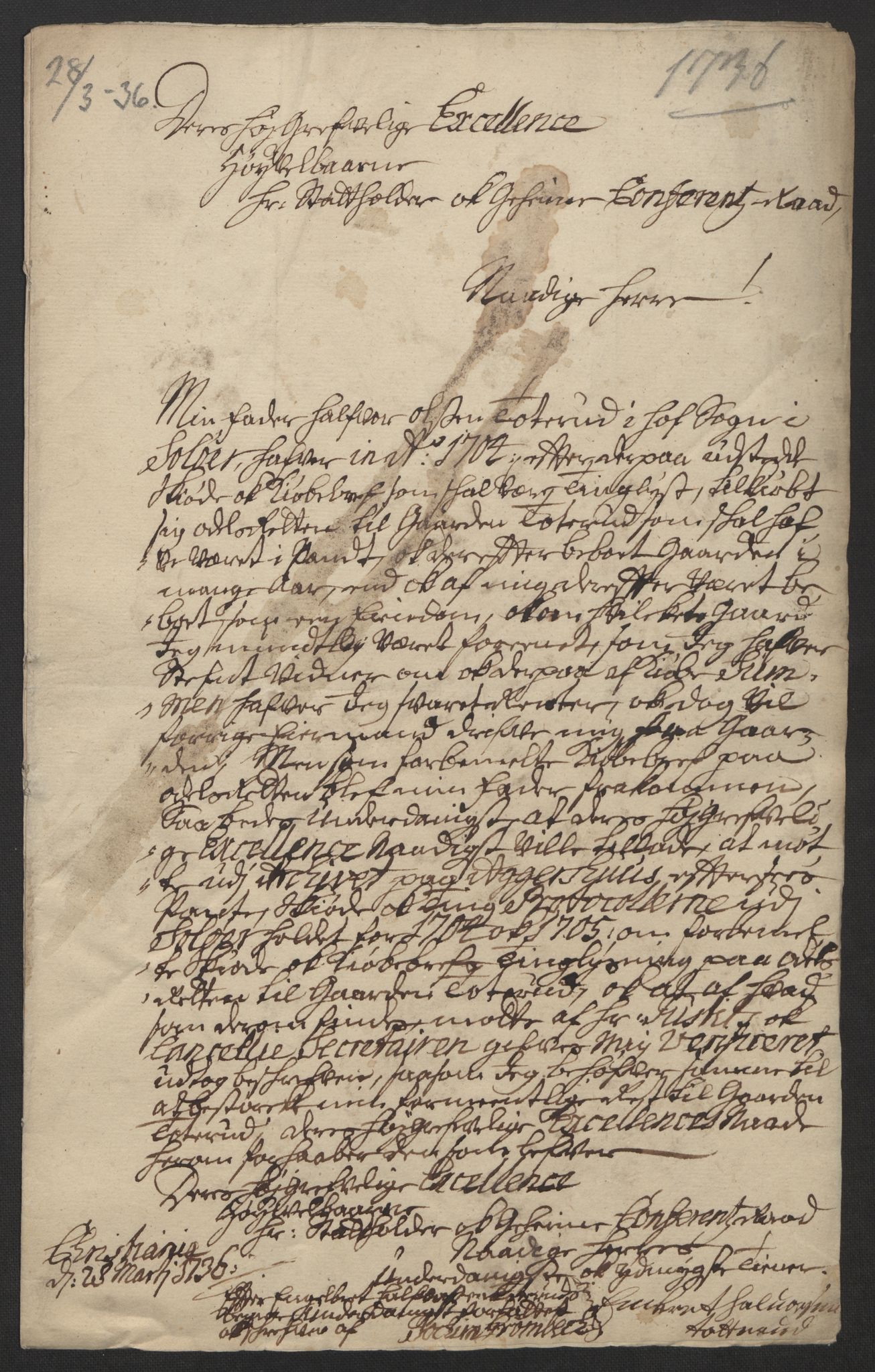 Stattholderembetet 1572-1771, AV/RA-EA-2870/Ef/L0108: Brev fra embetsmenn og andre, 1735-1736, s. 240