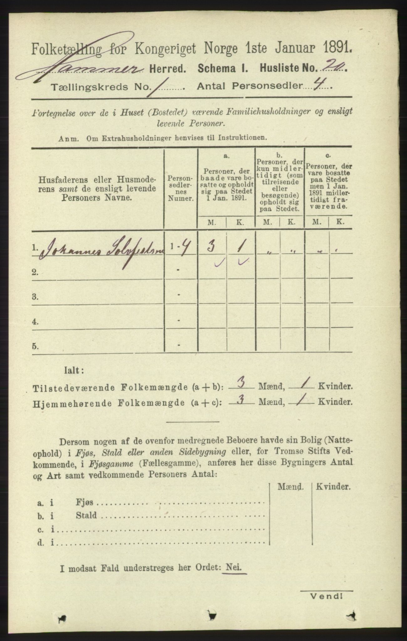 RA, Folketelling 1891 for 1254 Hamre herred, 1891, s. 60