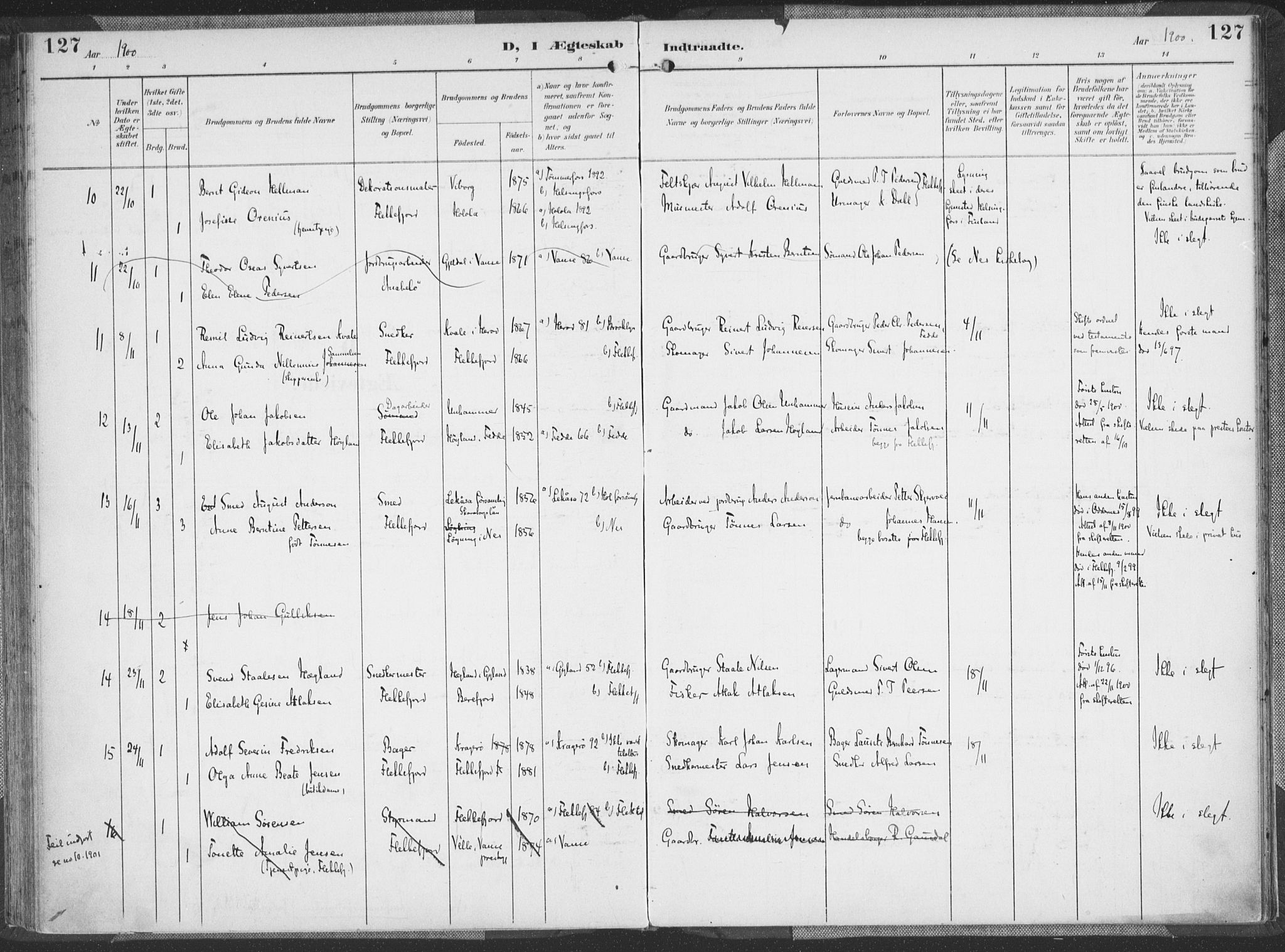Flekkefjord sokneprestkontor, AV/SAK-1111-0012/F/Fa/Faa/L0002: Ministerialbok nr. A 2, 1900-1912, s. 127