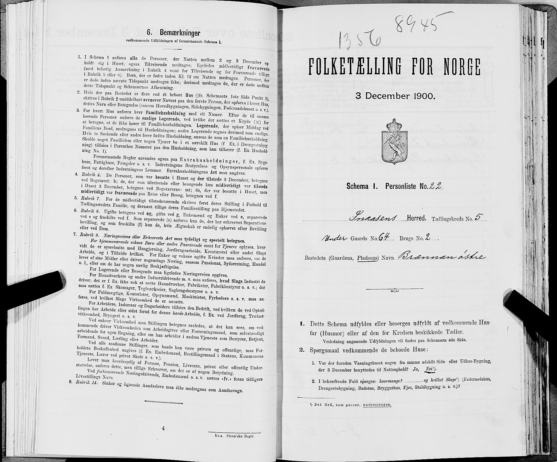 SAT, Folketelling 1900 for 1736 Snåsa herred, 1900, s. 1190