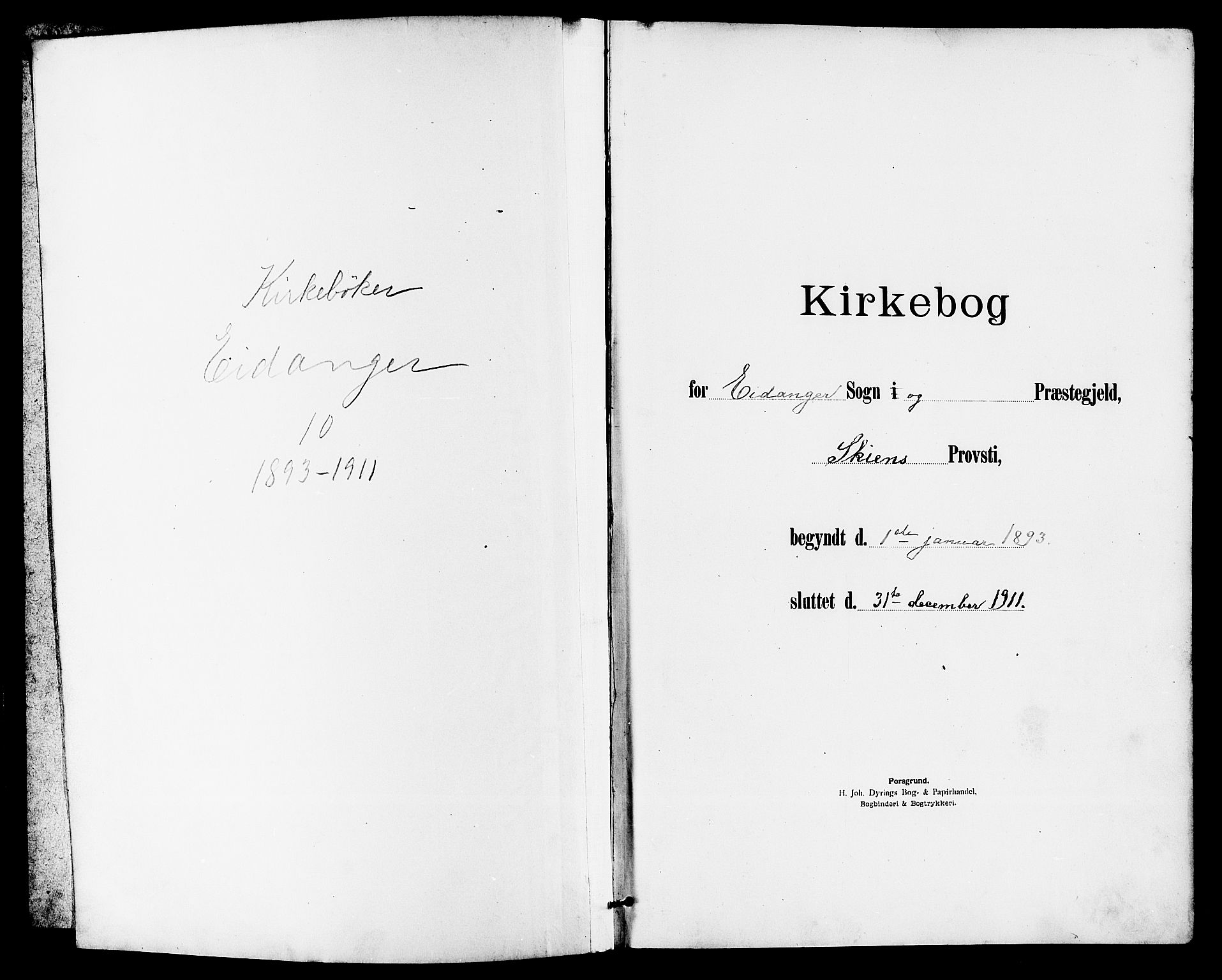 Eidanger kirkebøker, SAKO/A-261/G/Ga/L0003: Klokkerbok nr. 3, 1893-1911