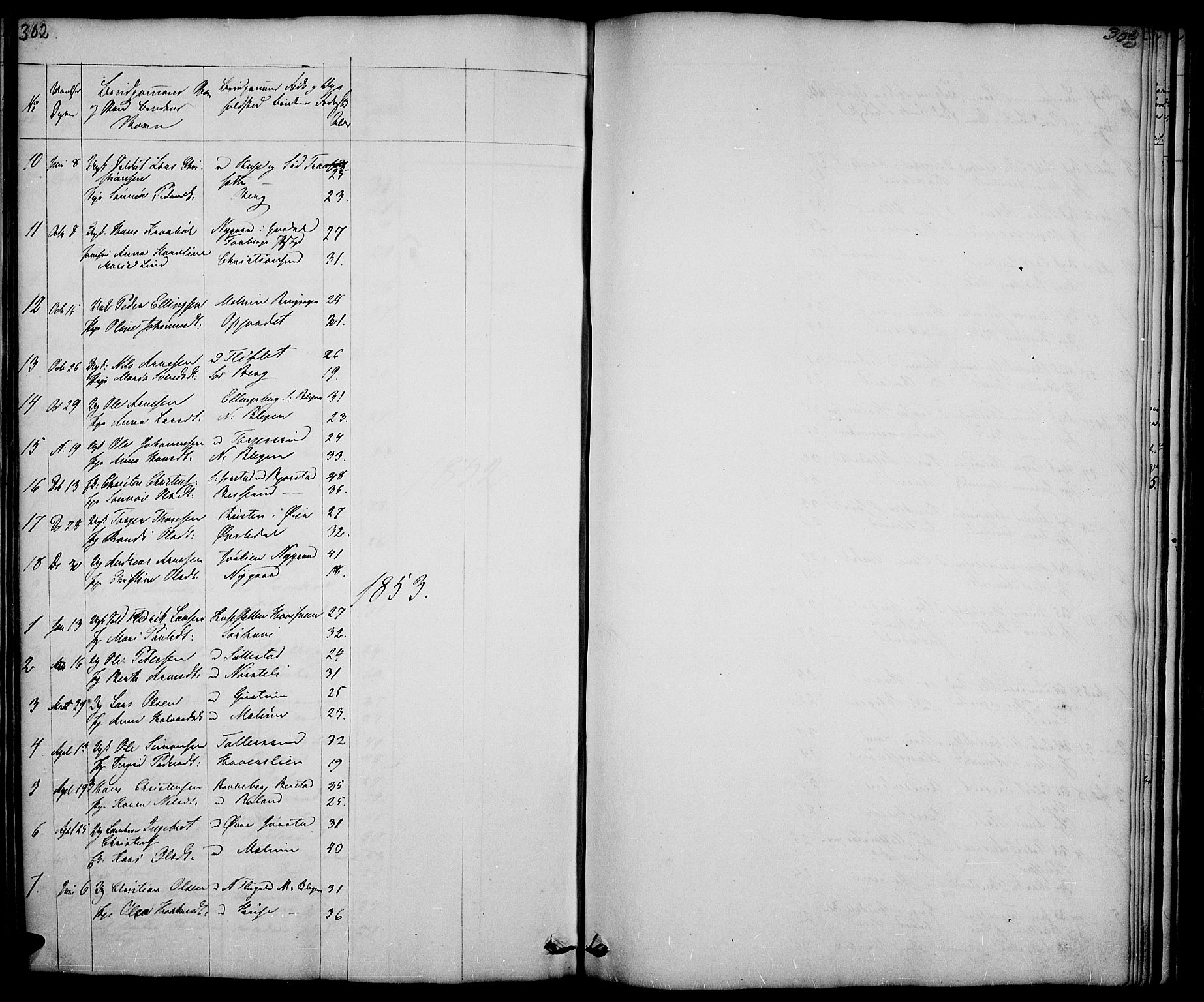 Fåberg prestekontor, AV/SAH-PREST-086/H/Ha/Hab/L0005: Klokkerbok nr. 5, 1837-1864, s. 302-303