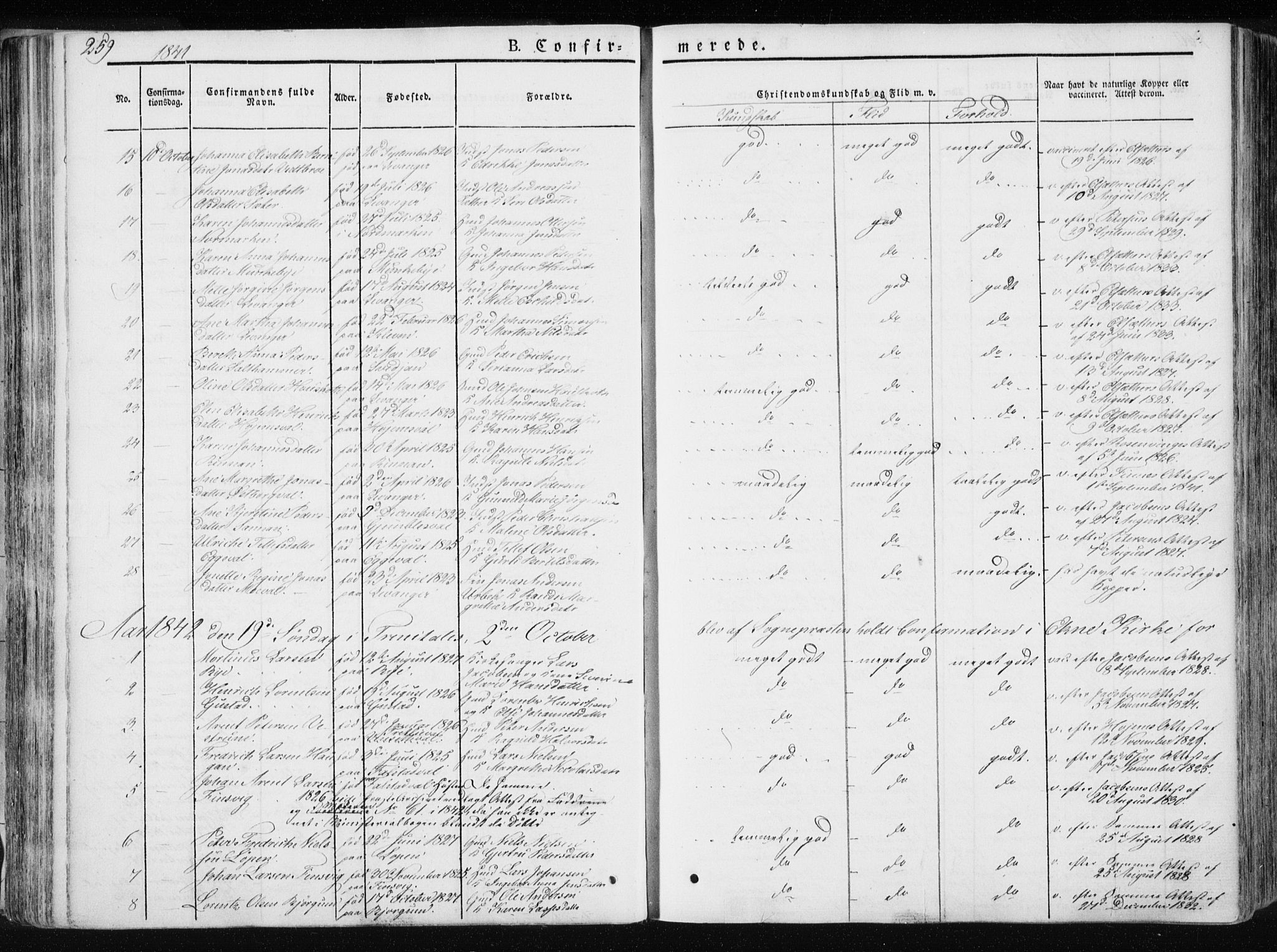 Ministerialprotokoller, klokkerbøker og fødselsregistre - Nord-Trøndelag, SAT/A-1458/717/L0154: Ministerialbok nr. 717A06 /1, 1836-1849, s. 259