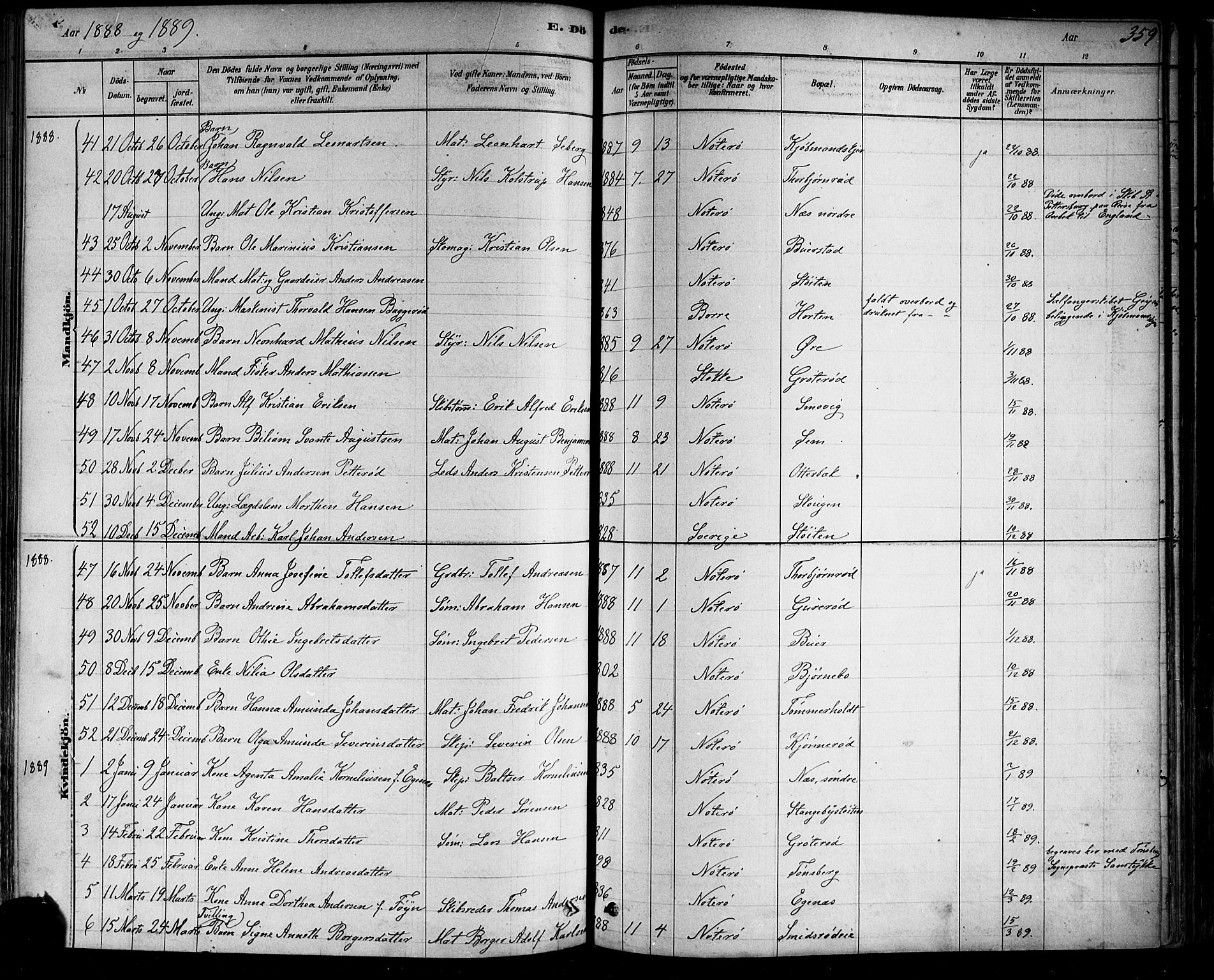 Nøtterøy kirkebøker, AV/SAKO-A-354/F/Fa/L0008: Ministerialbok nr. I 8, 1878-1893, s. 359