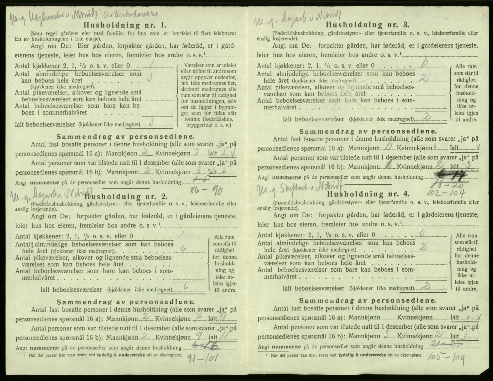 SAB, Folketelling 1920 for 1228 Odda herred, 1920, s. 1360