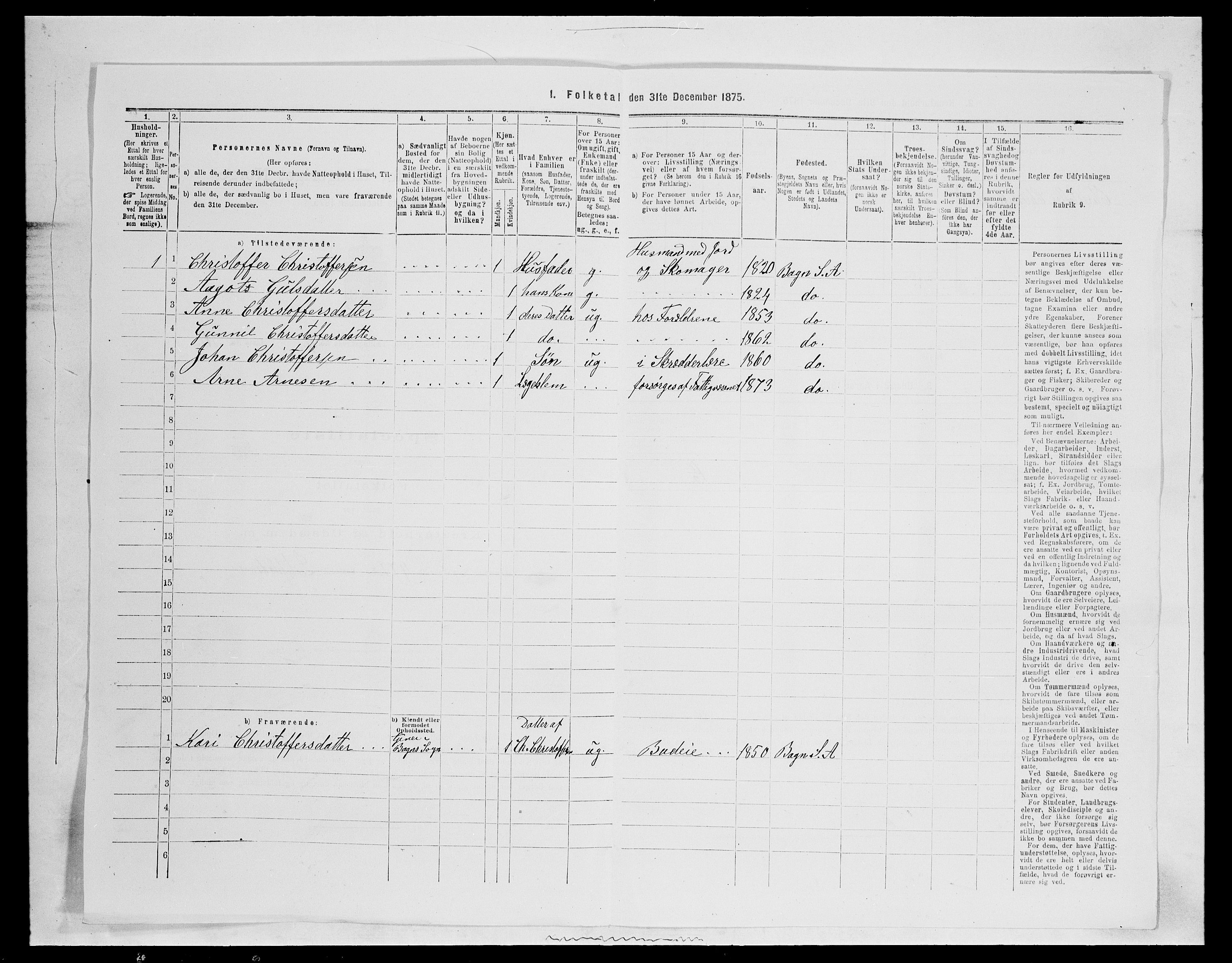 SAH, Folketelling 1875 for 0540P Sør-Aurdal prestegjeld, 1875, s. 739