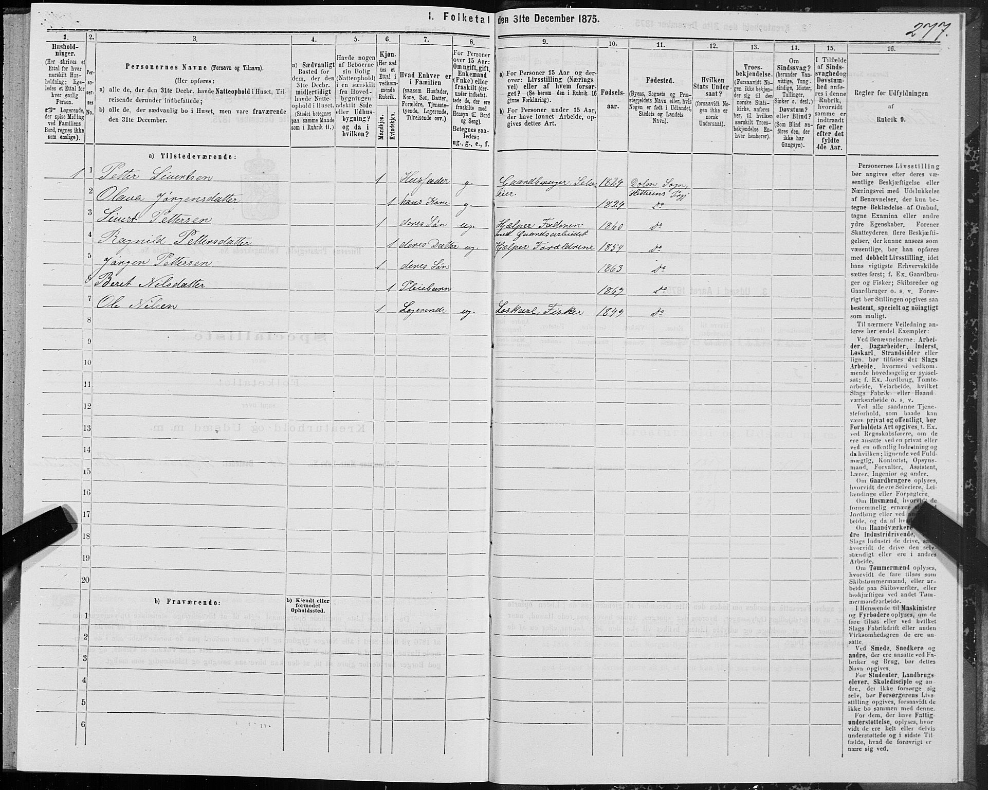 SAT, Folketelling 1875 for 1617P Hitra prestegjeld, 1875, s. 5277